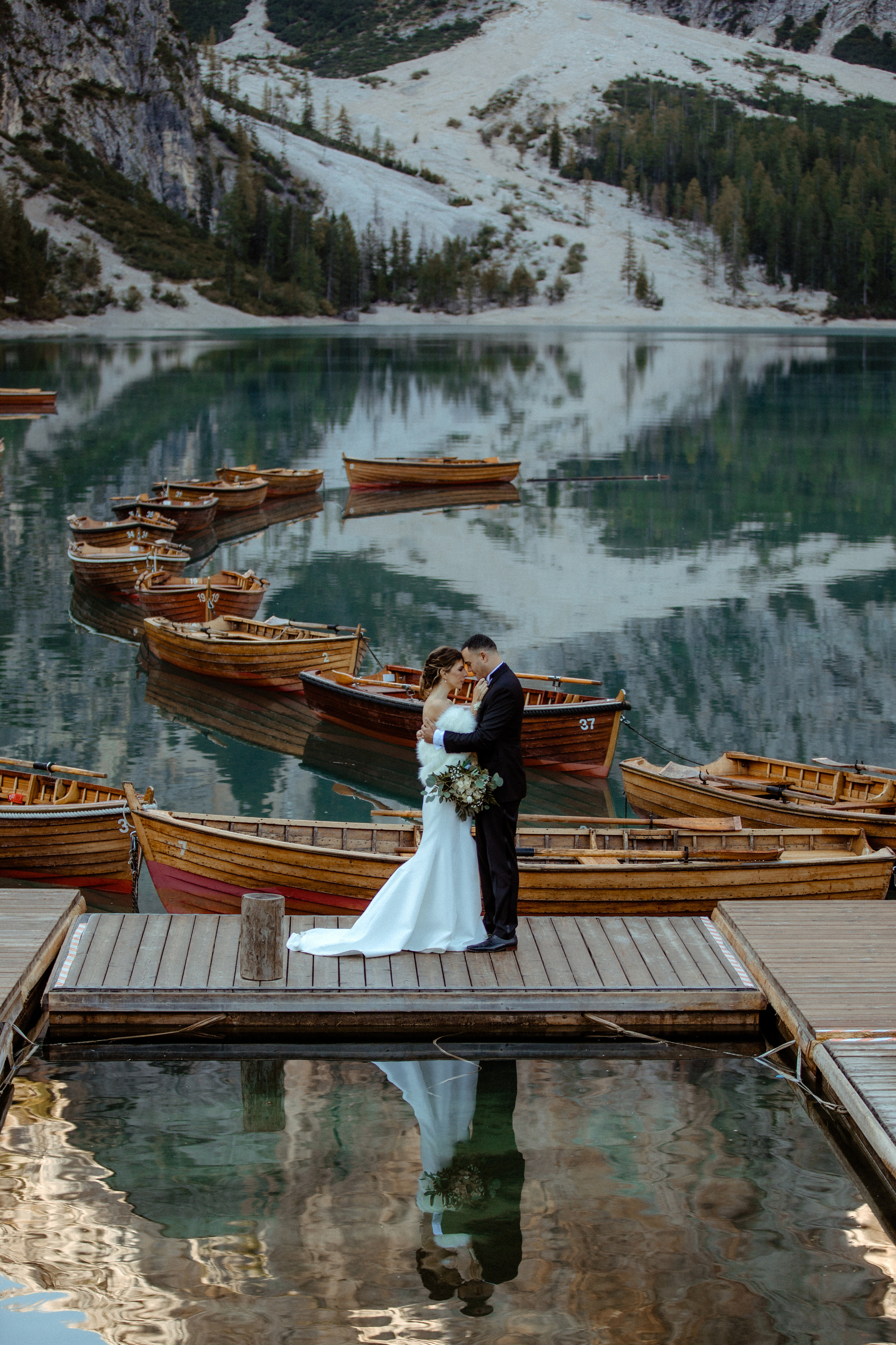 Elopement in Dolomites Lago di Braies. Iceland elopement photographer & videographer