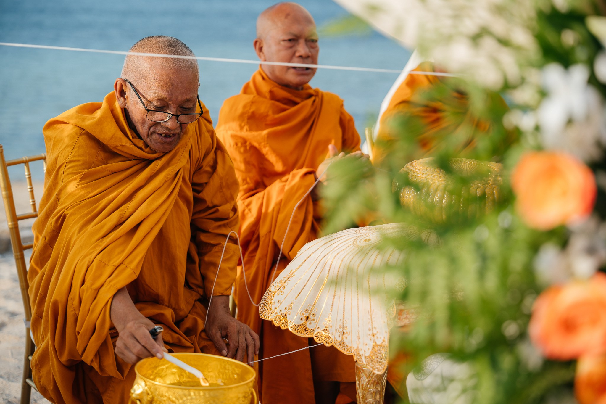 Buddhist ceremony. Wedding on Koh Samui, Thailand