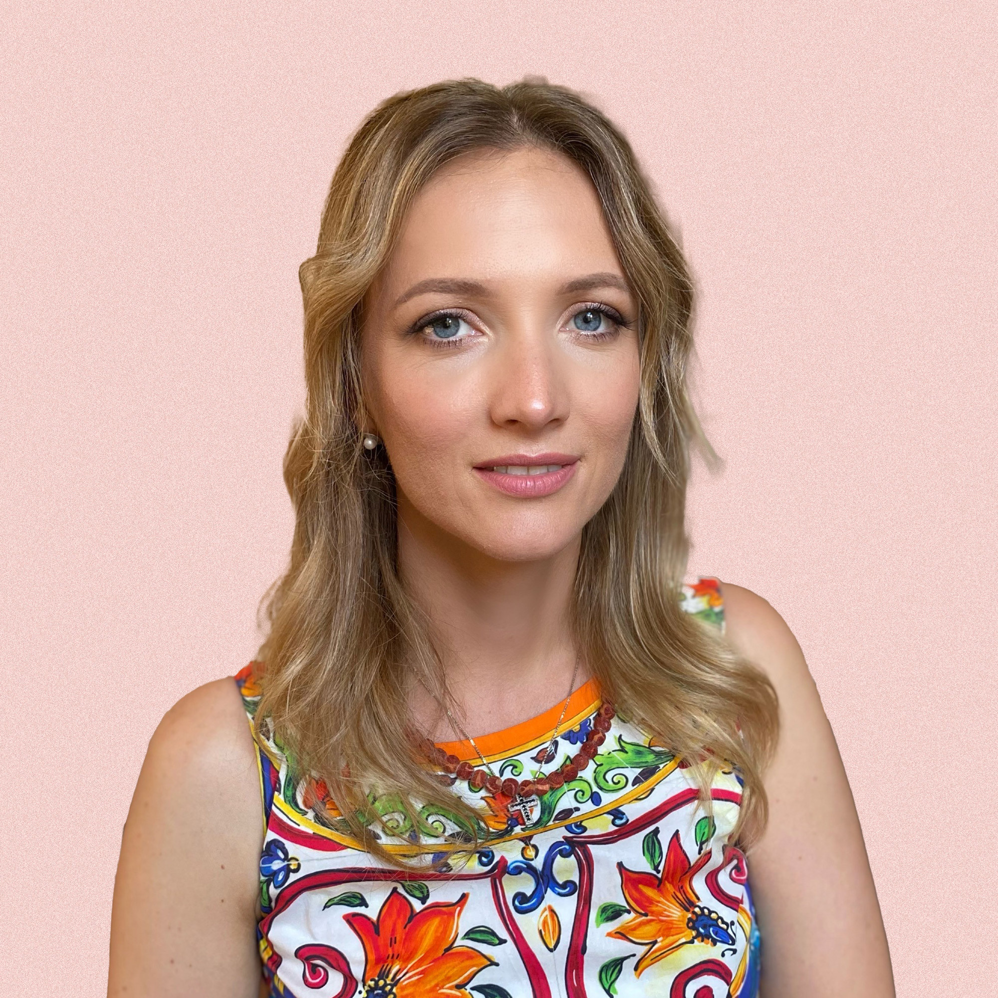 a russian girl with natural makeup and half up-do hairstyle