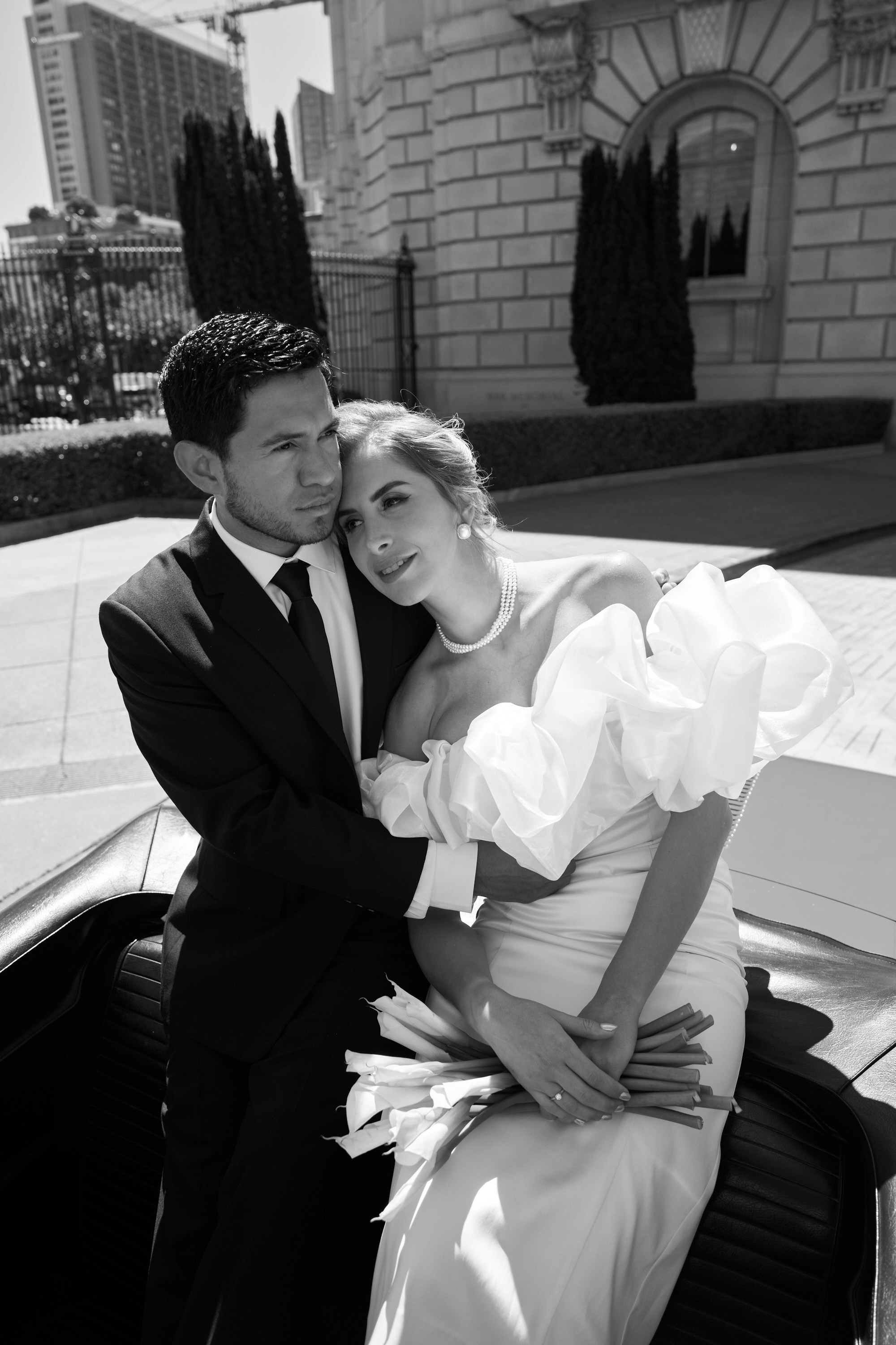 San Francisco City Hall Wedding — Fashion-Inspired Editorial Photography with Retro Car. Bay Area Life | Event, Wedding & Commercial Photography Agency