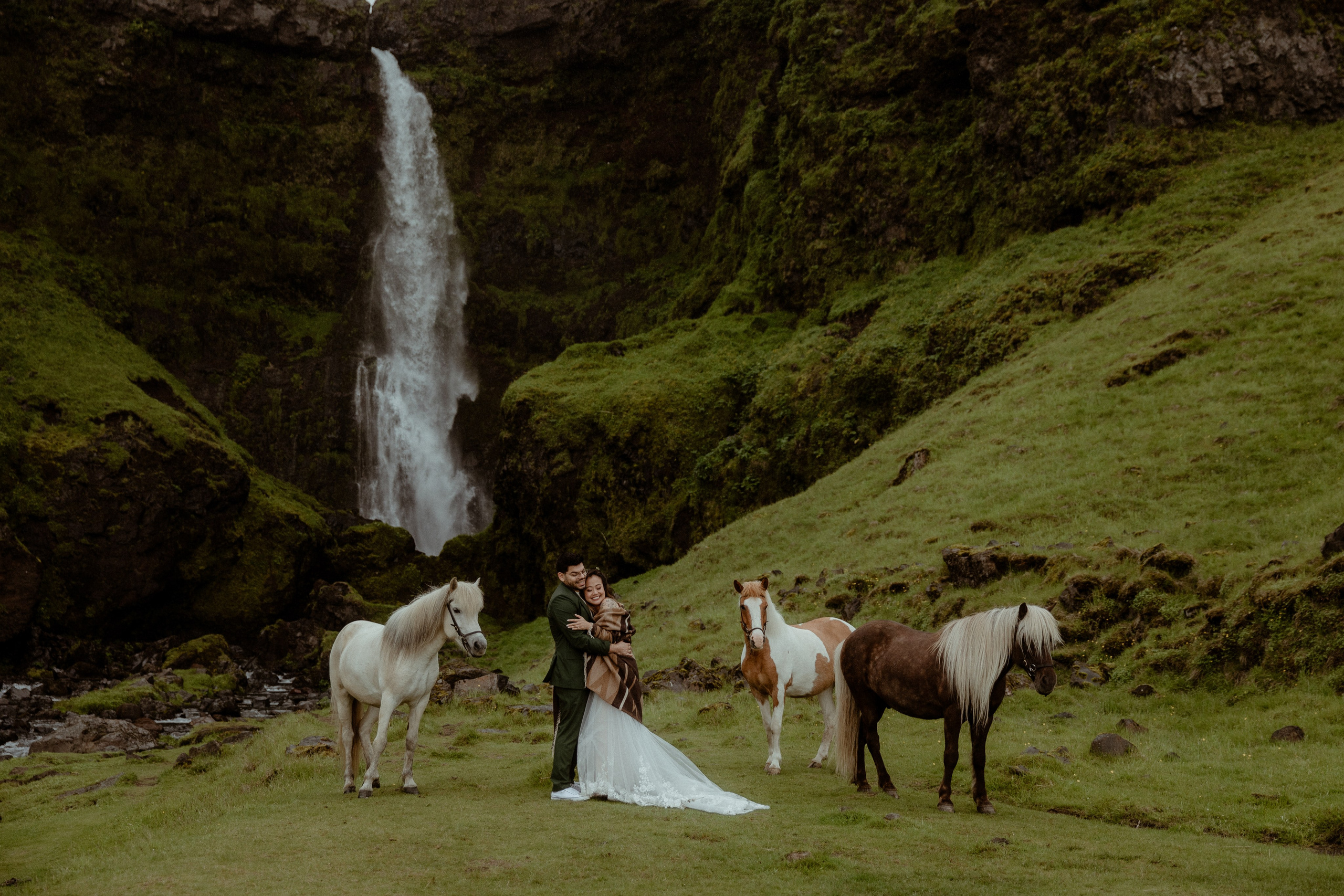 Elopement at Kvernufoss Waterfall. Iceland elopement photographer & videographer