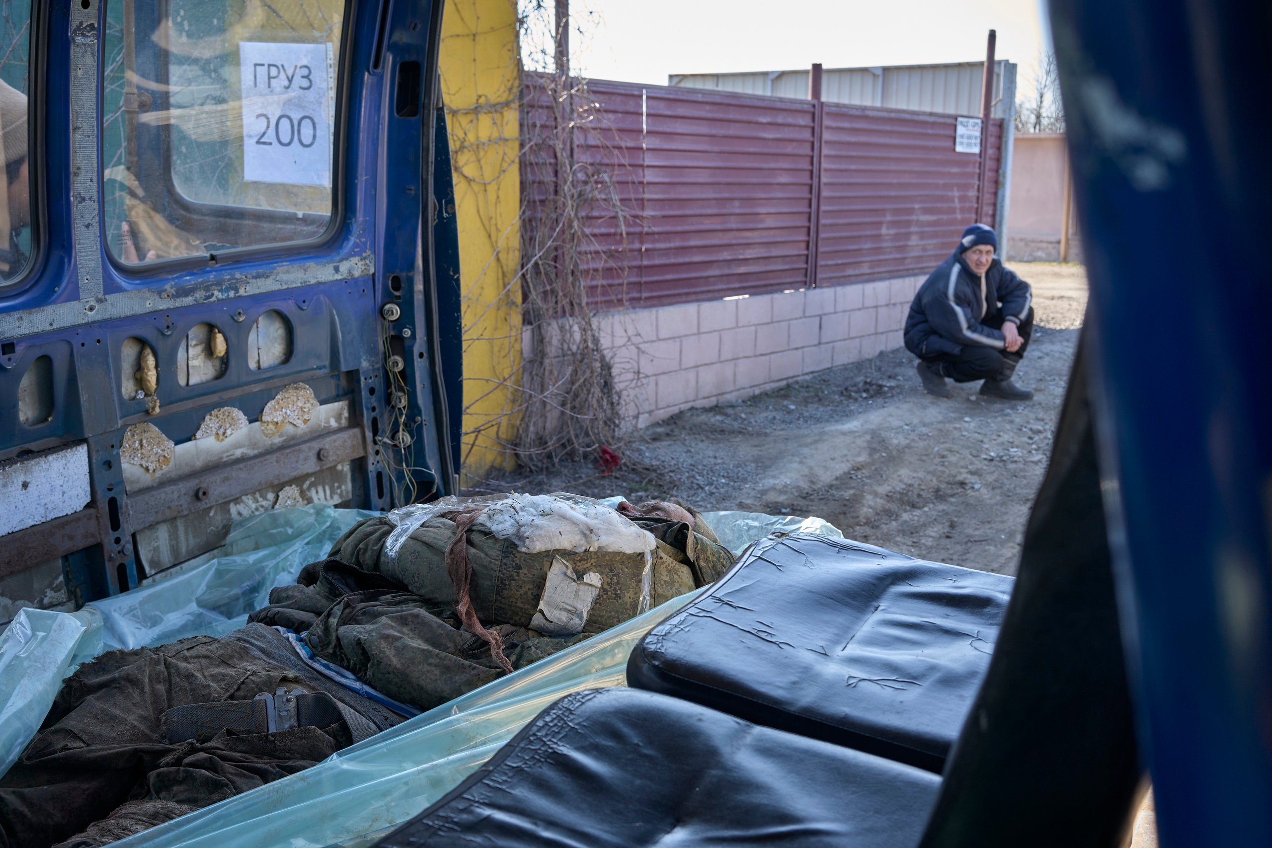 Dead body of Russian soldier collected by Ukrainian forces after battle in Voznesensk.