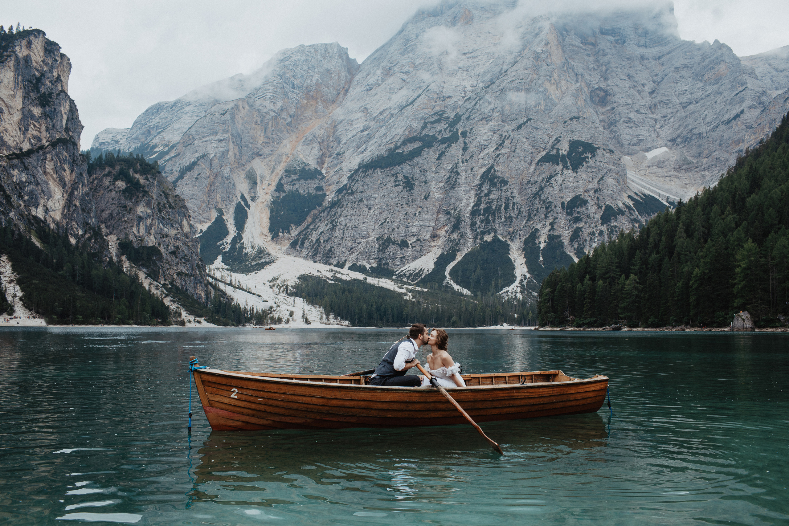 Elopement in Dolomites Lago di Brayes Italy. Iceland elopement photographer & videographer