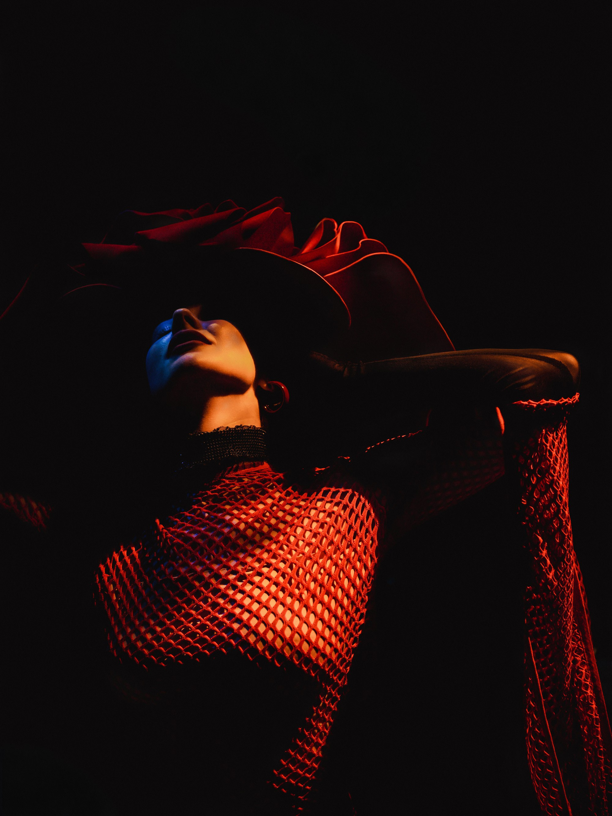 High-fashion inspired wedding portrait in the futuristic lobby of the Address Sky View hotel