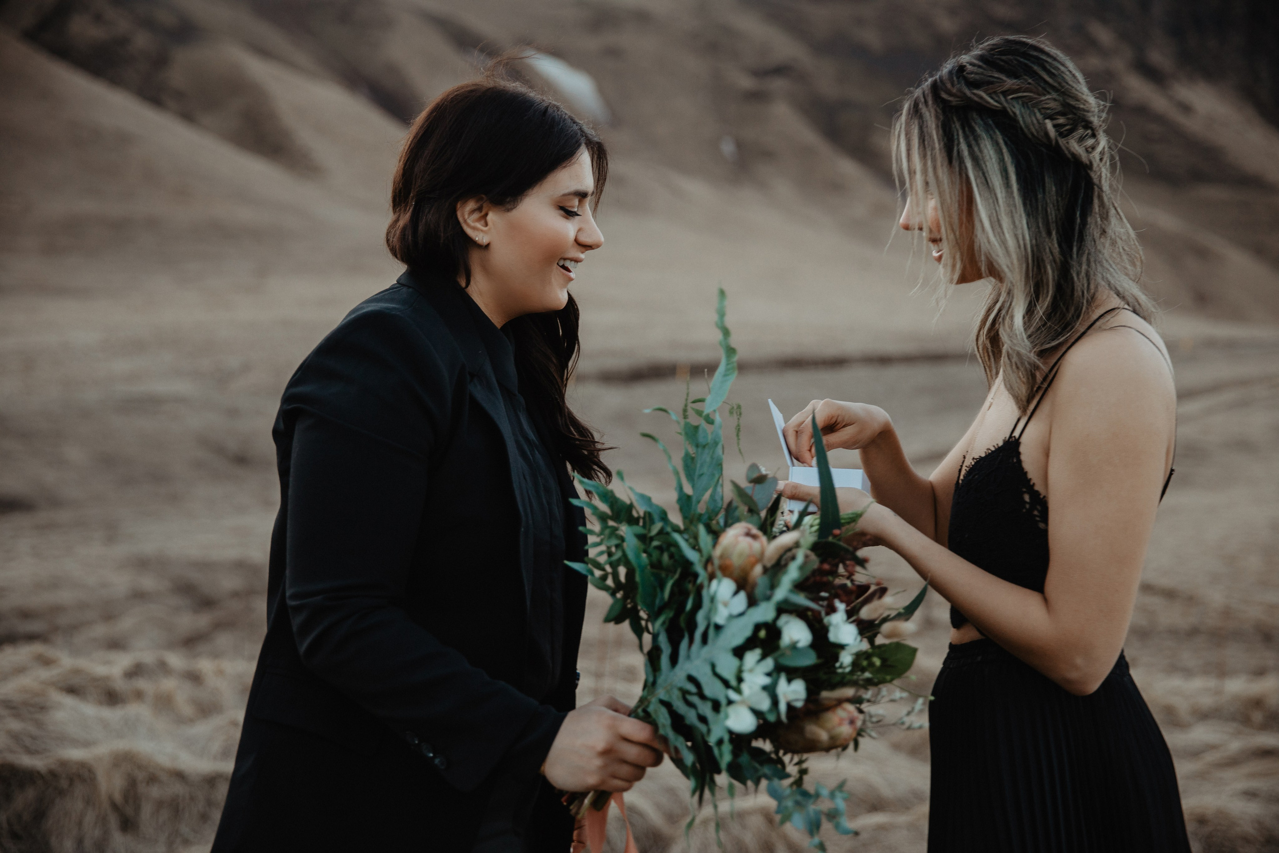 Same Sex Wedding at Iceland Black Sand Beach. Iceland elopement photographer & videographer