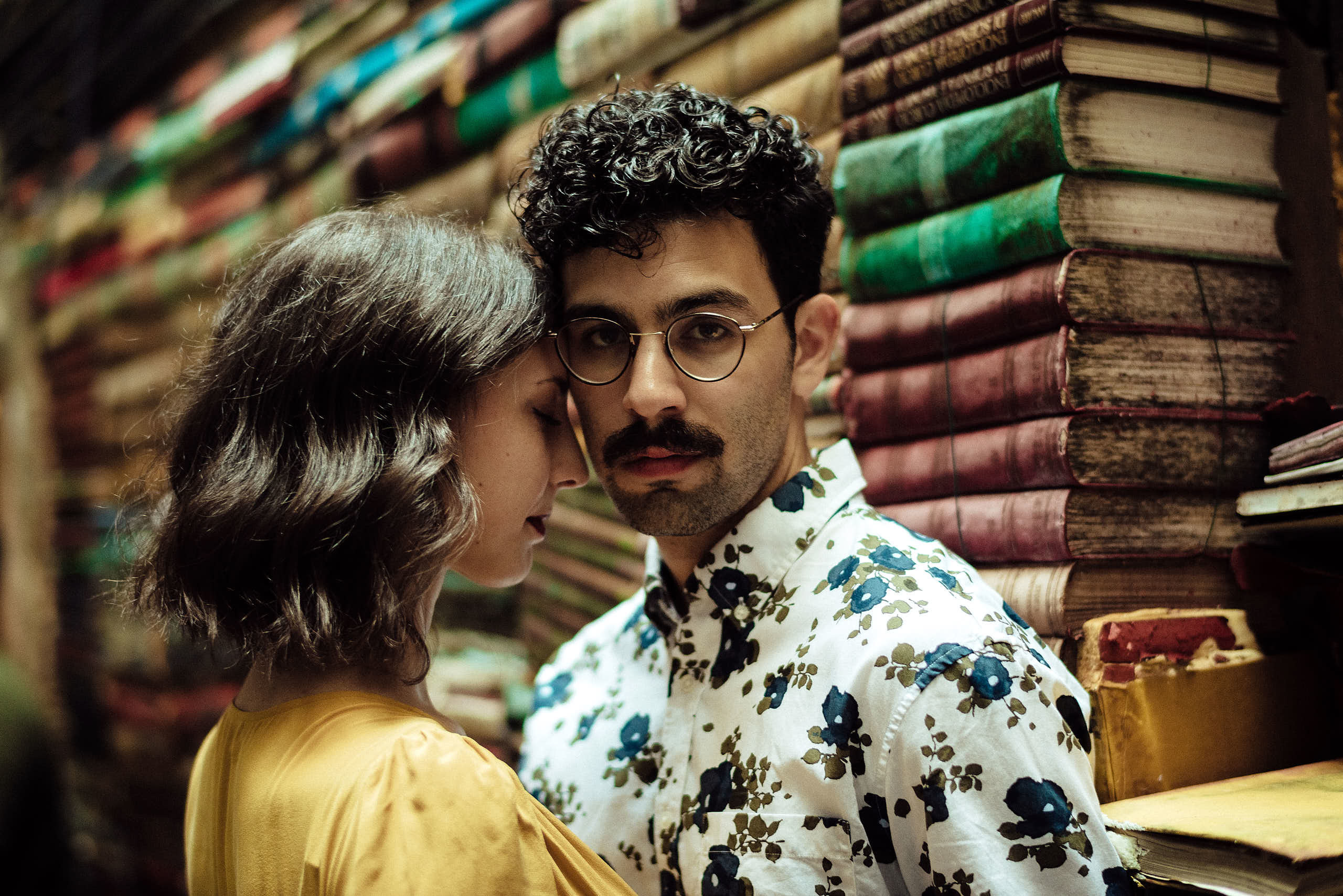 portrait of a young lady in library shop in venice