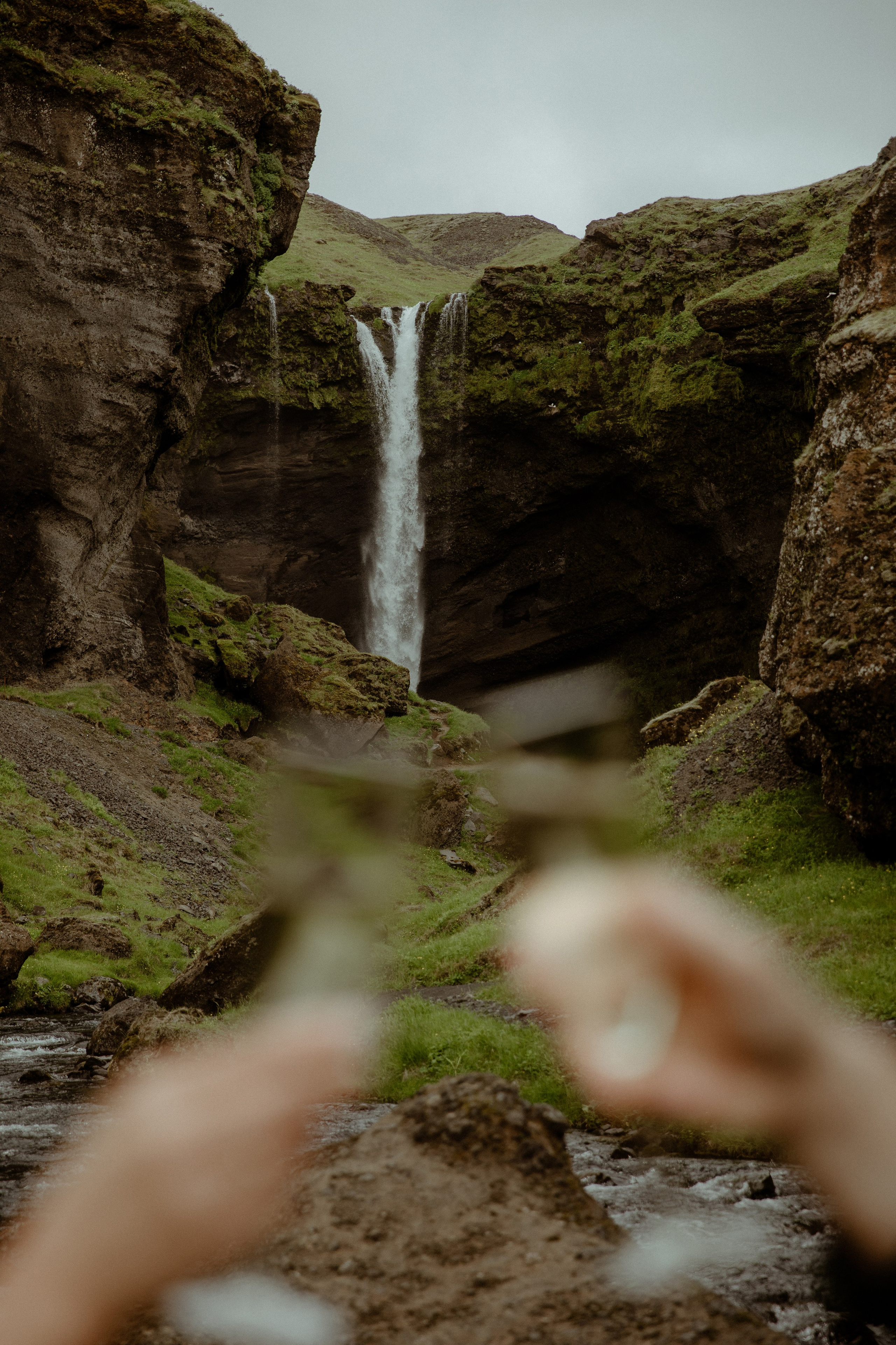 Elopement at Kvernufoss Waterfall. Iceland elopement photographer & videographer