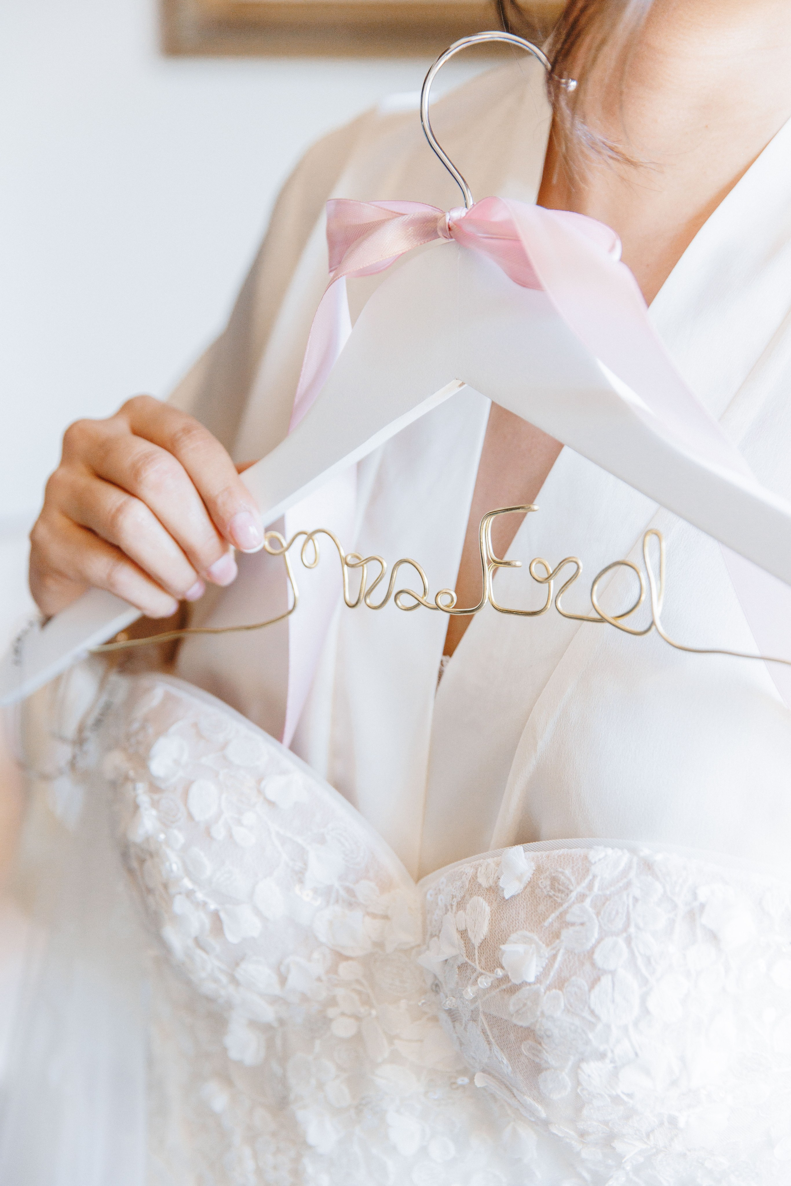 The bride is getting ready in a stylish Spanish wedding venue.