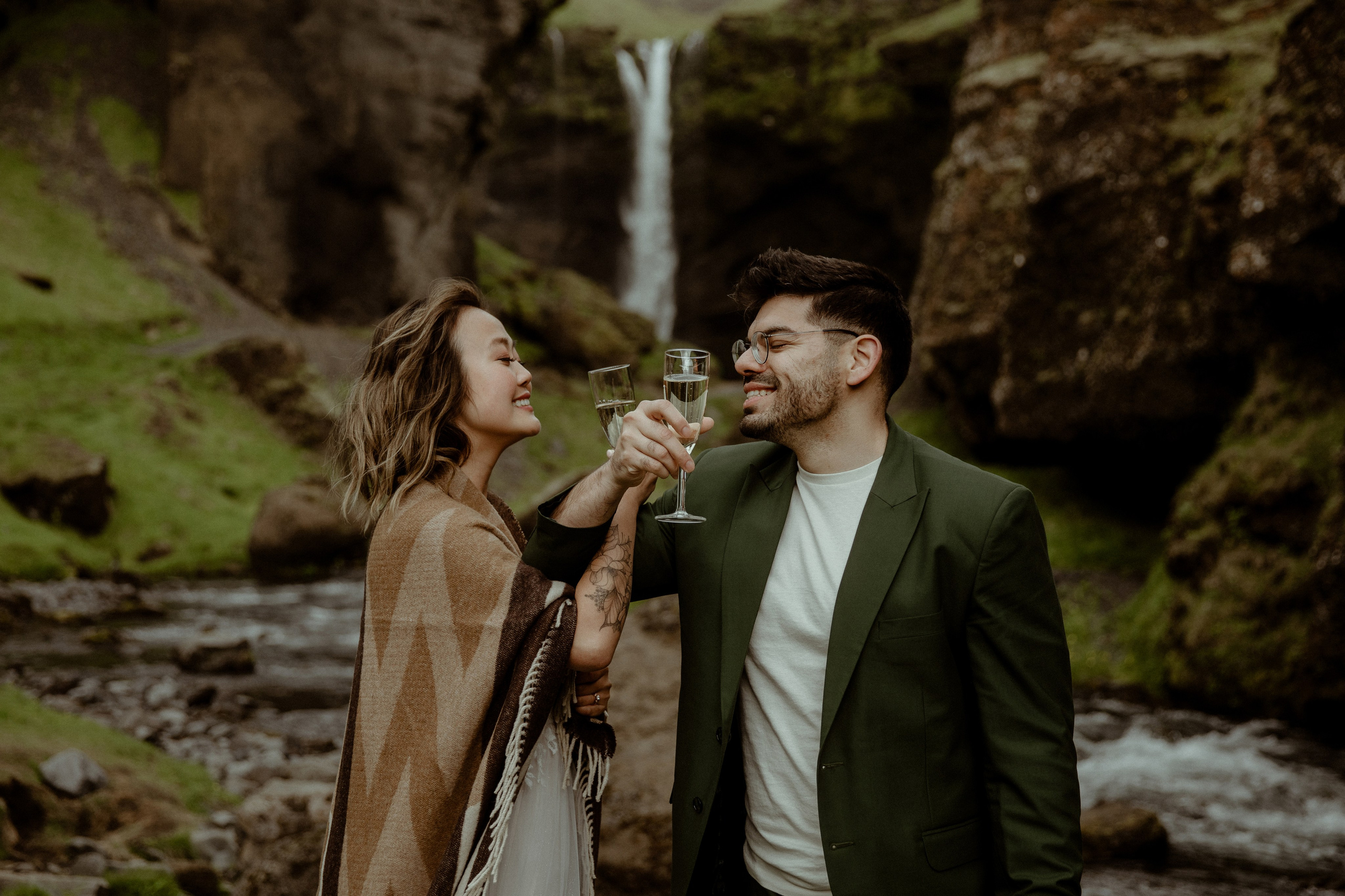 Elopement at Kvernufoss Waterfall. Iceland elopement photographer & videographer