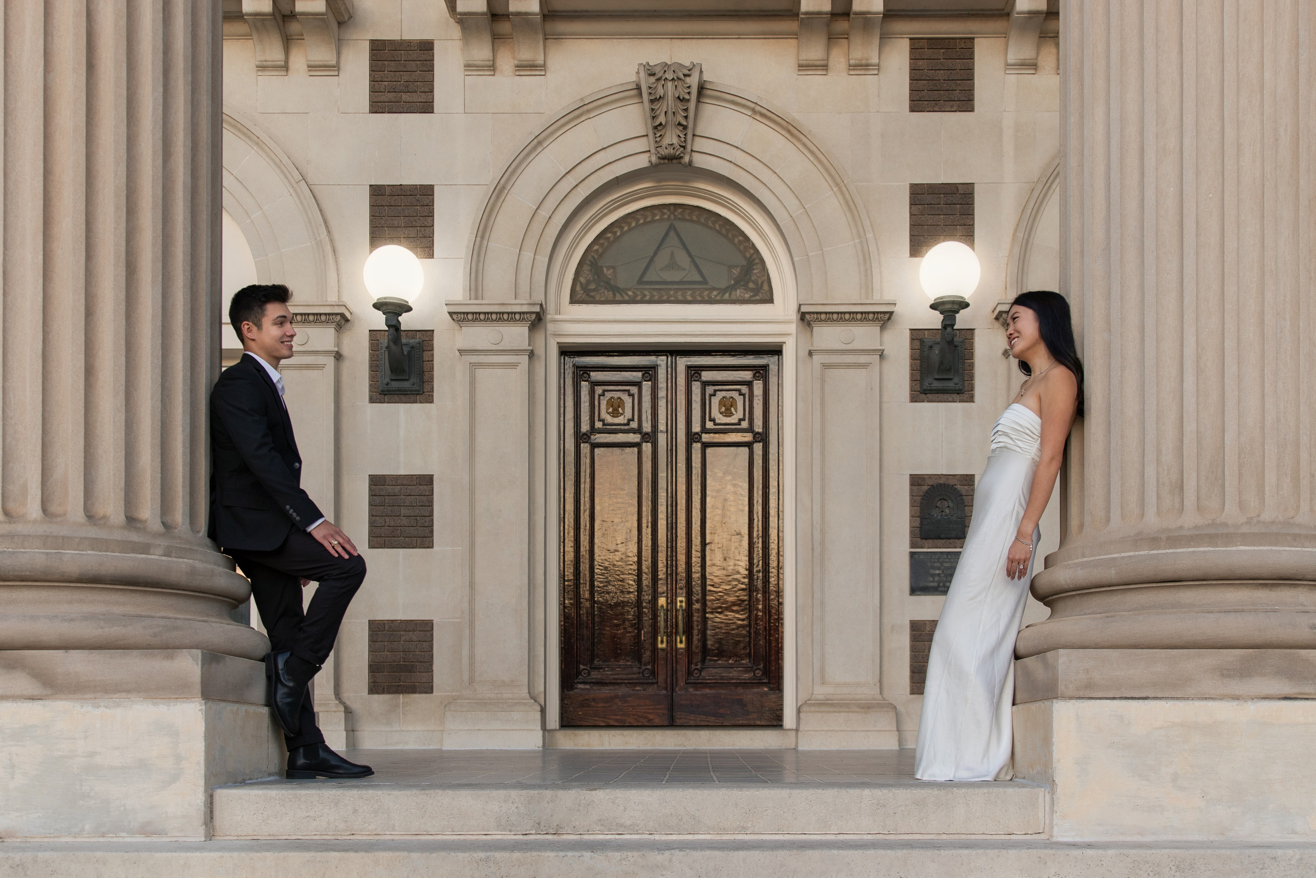 Kelly and Alex's engagement photoshoot in downtown Dallas, Texas