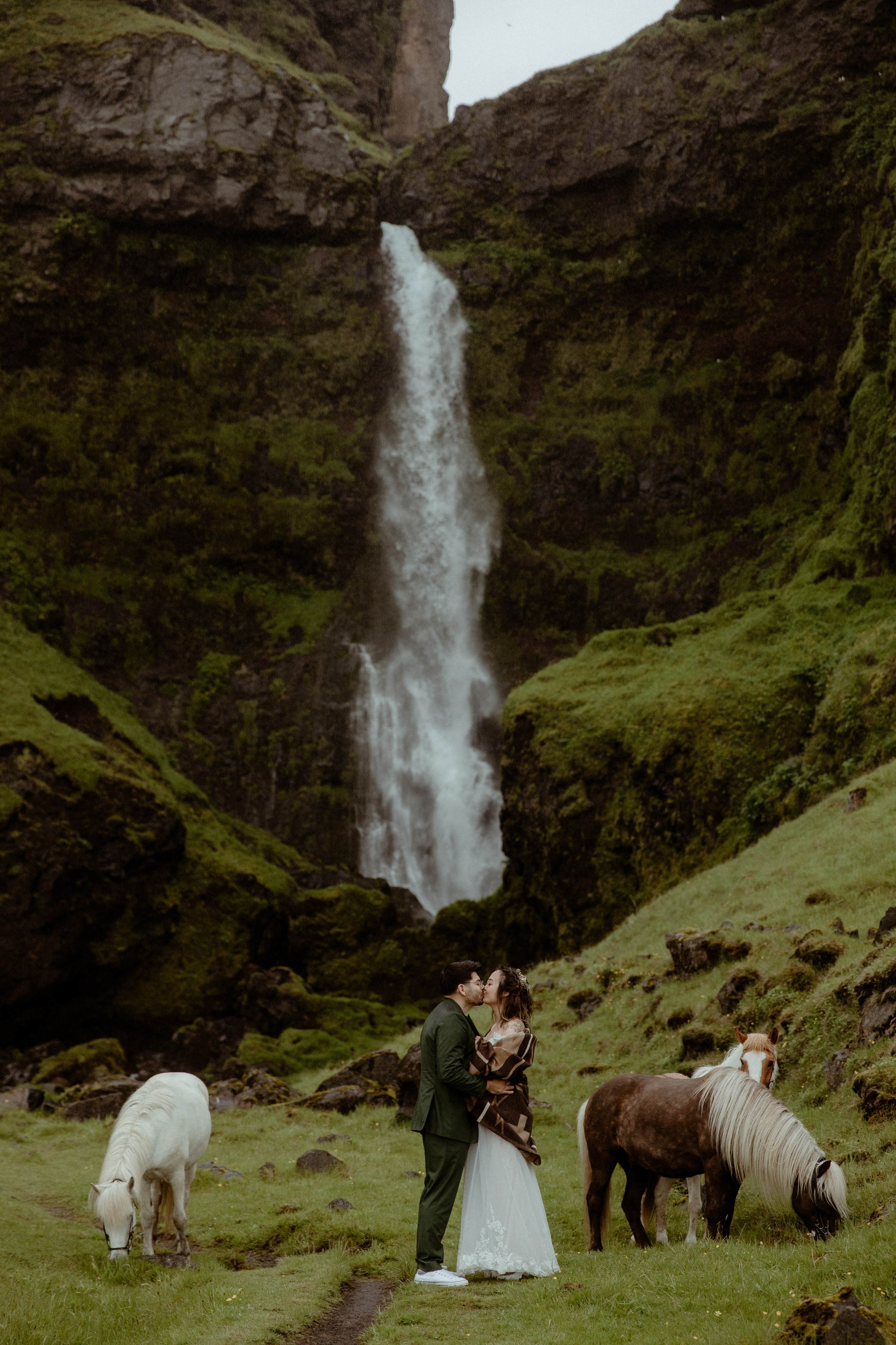 Elopement at Kvernufoss Waterfall. Iceland elopement photographer & videographer