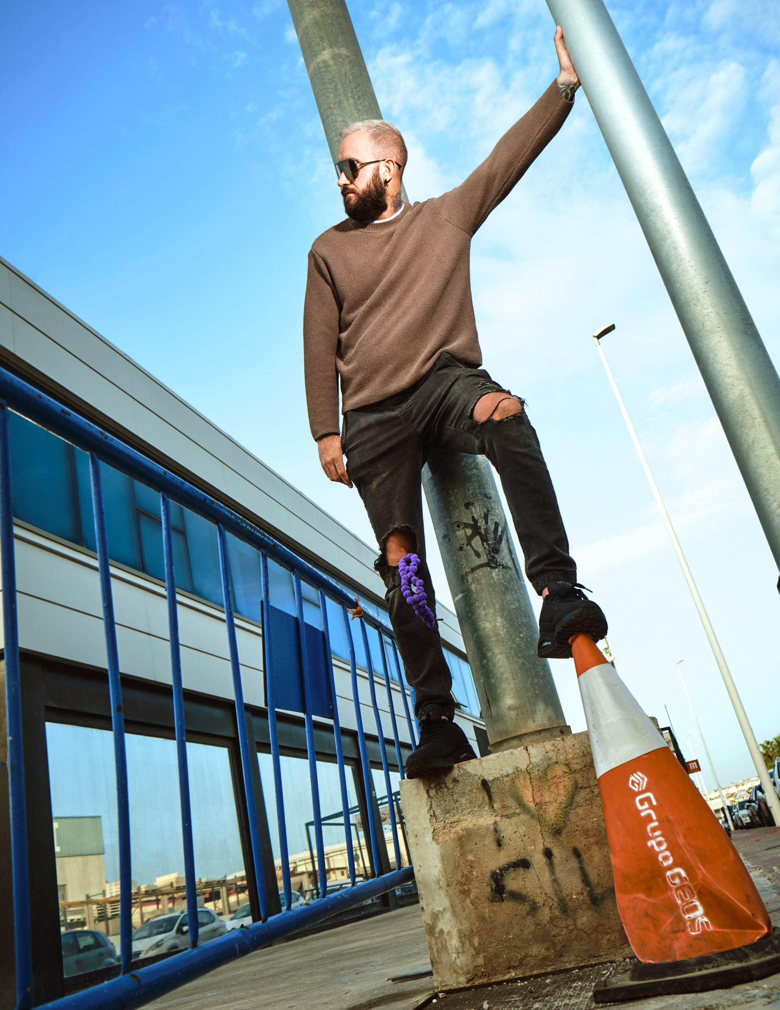 Street photography with flash light in the industrial area of Torrevieja, Alicante