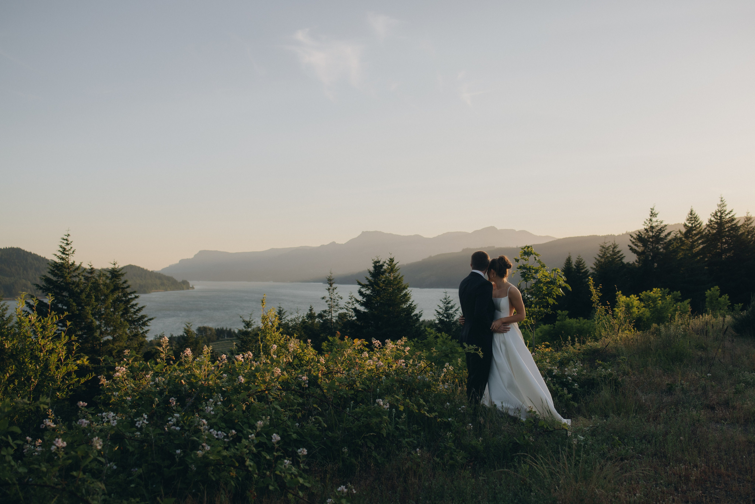 Shelby and Riley during their wedding at Wind Mountain Ranch in the Columbia River Gorge, Washington