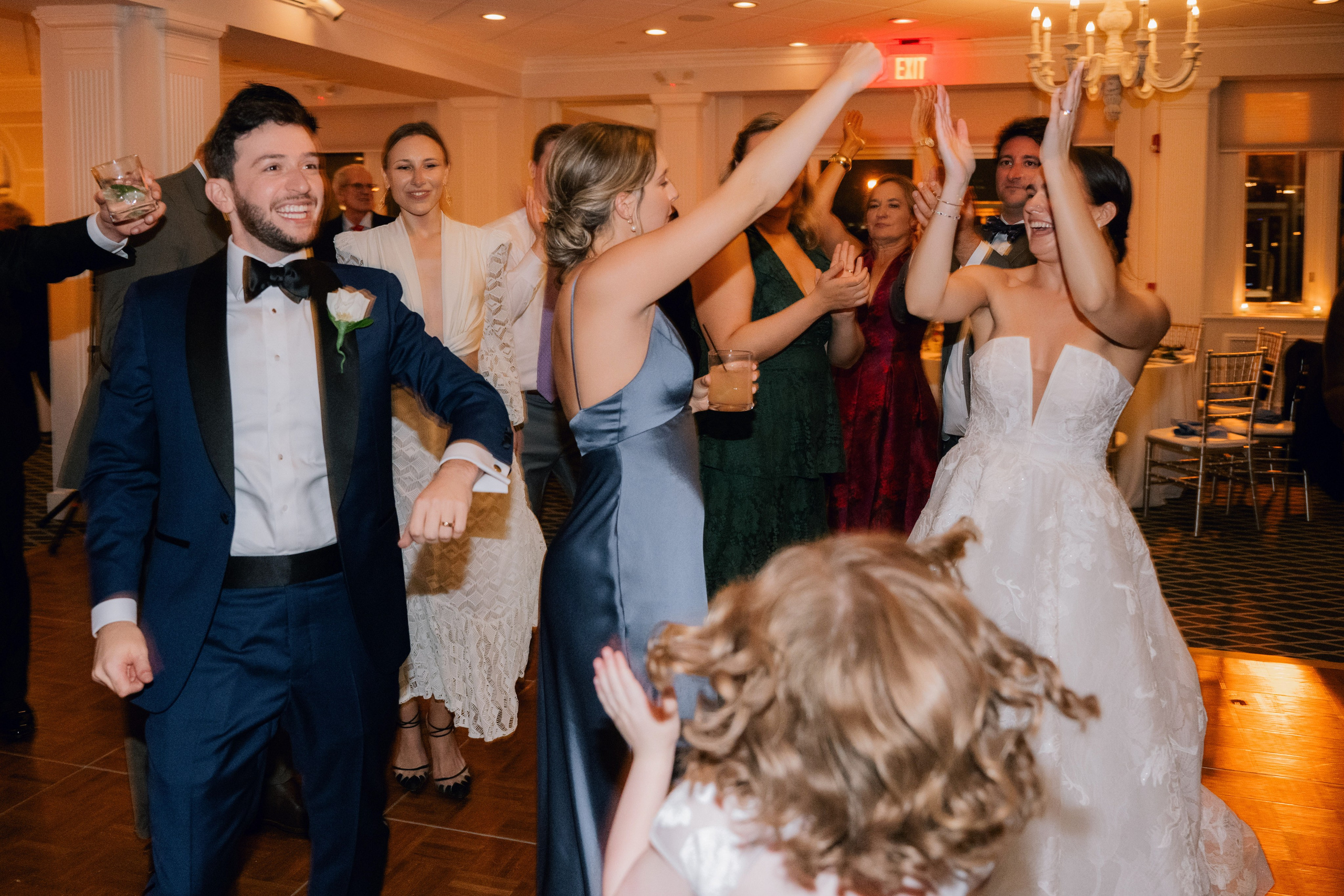 a bride and groom dancing