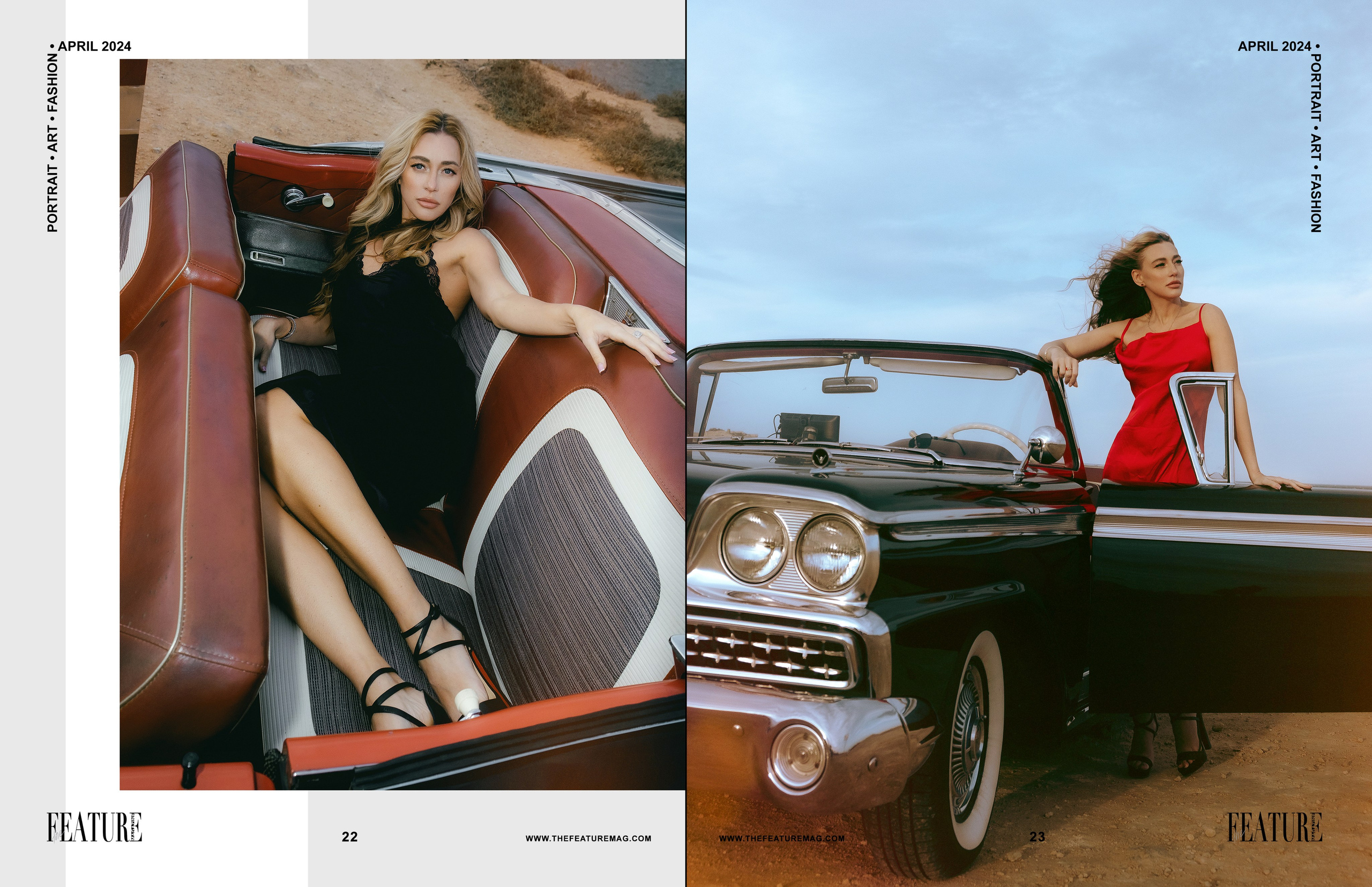 Элегантная съемка у моря с ретро автомобилем в Торревьехе, Аликанте