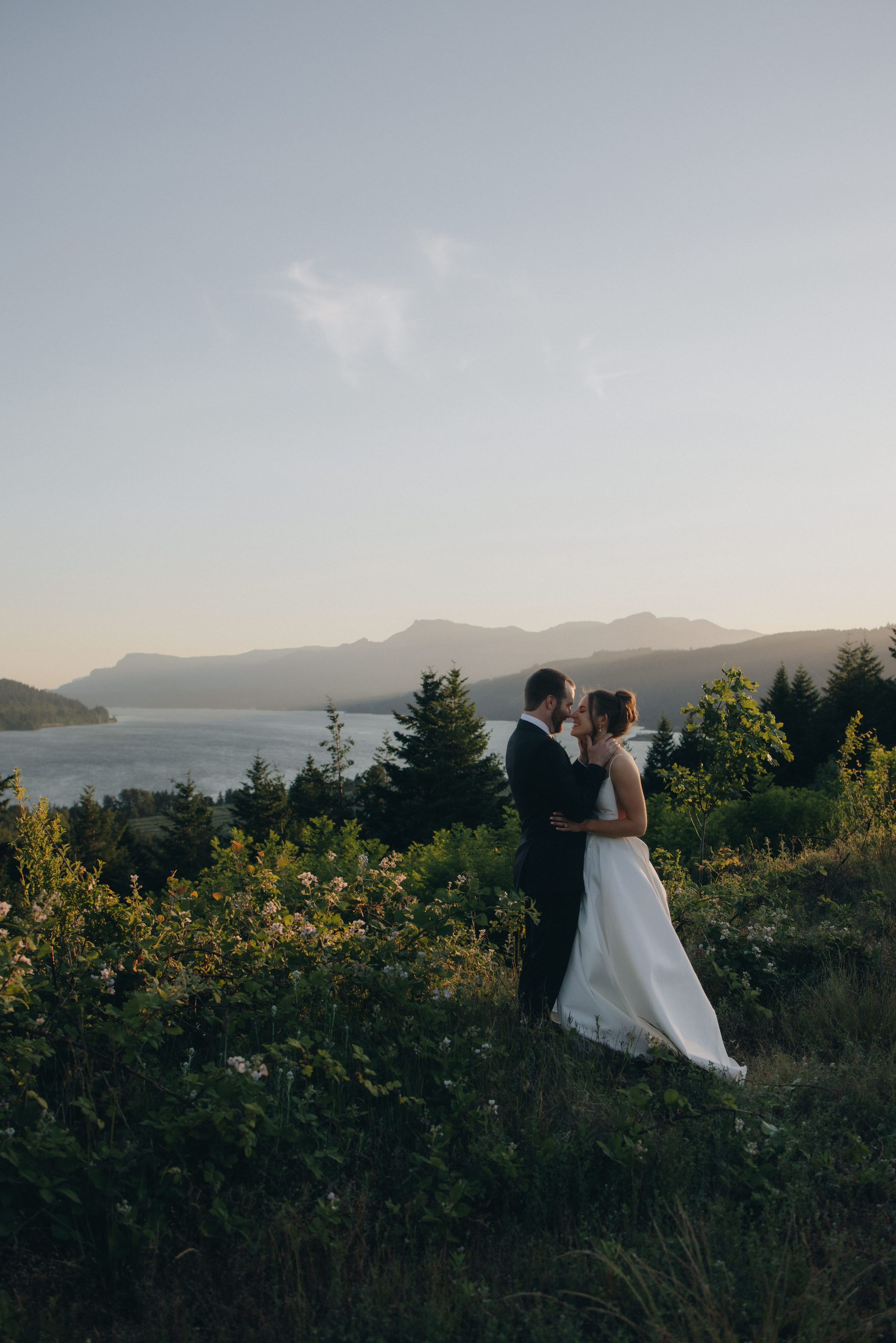 Shelby and Riley during their wedding at Wind Mountain Ranch in the Columbia River Gorge, Washington