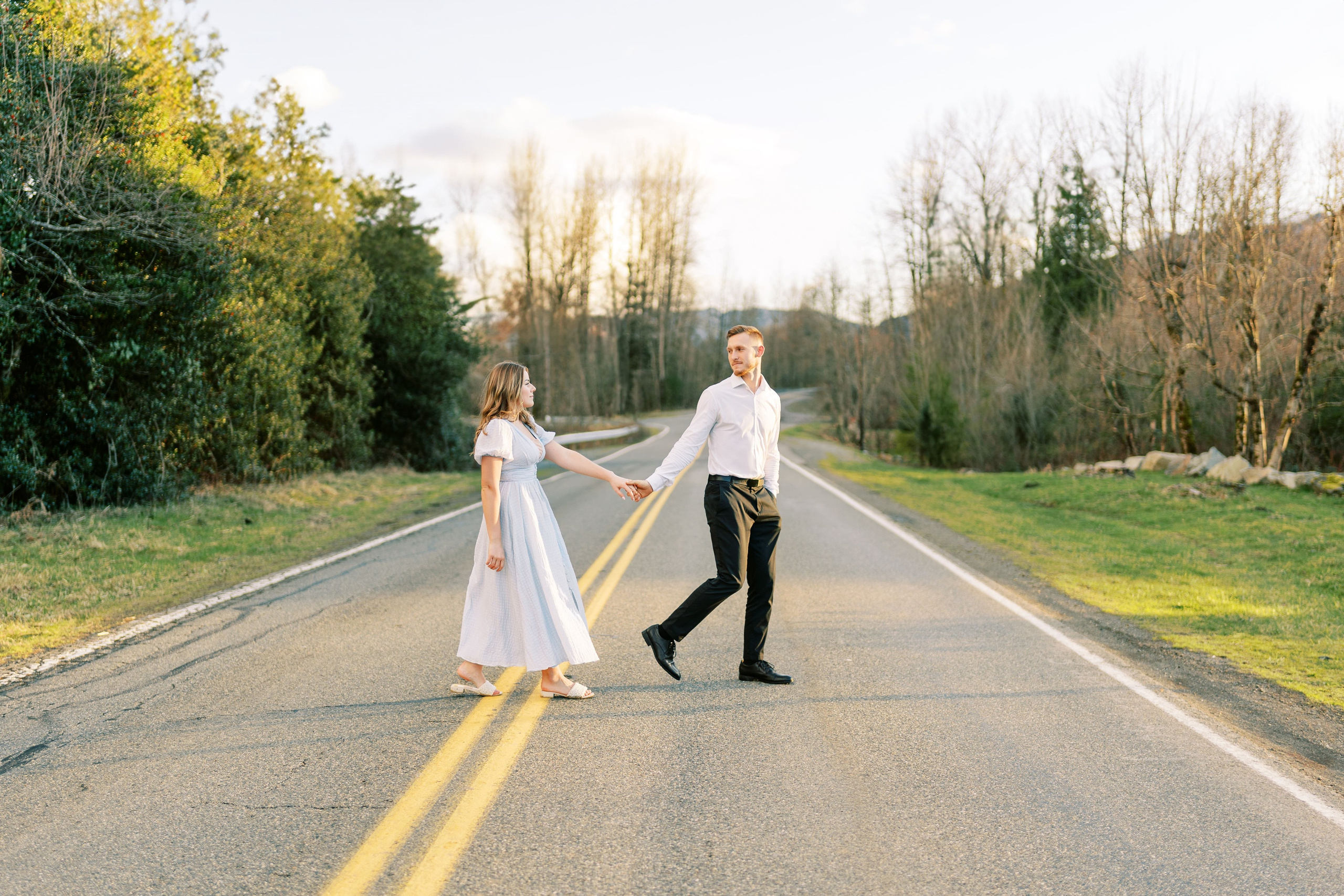 Engagement photo shoot/ Dmitry and Julia/ February 2024. North Bend, Washington. EVAN ARISTOV WEDDING PHOTOGRAPHY — Seattle Wedding Photographer