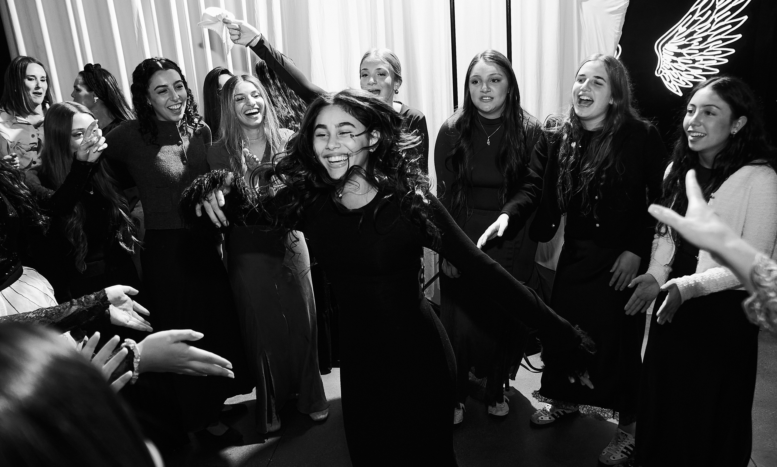 Wedding celebration black and white photography