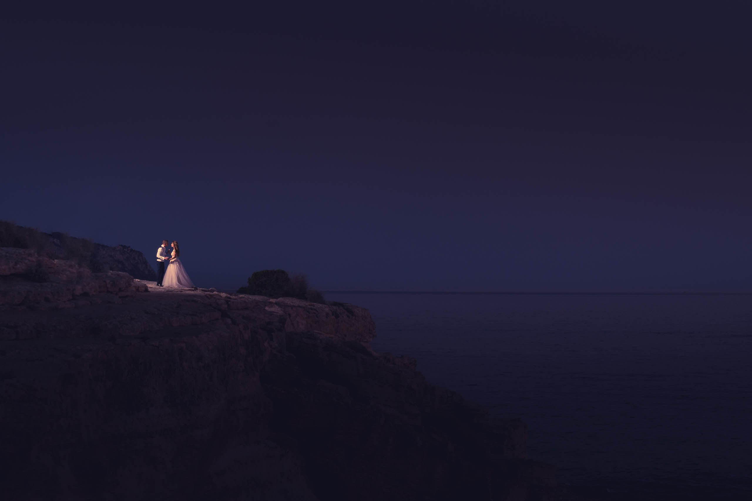 A Wedding Photoshoot Portrait on the cliffs of Southern Mallorca