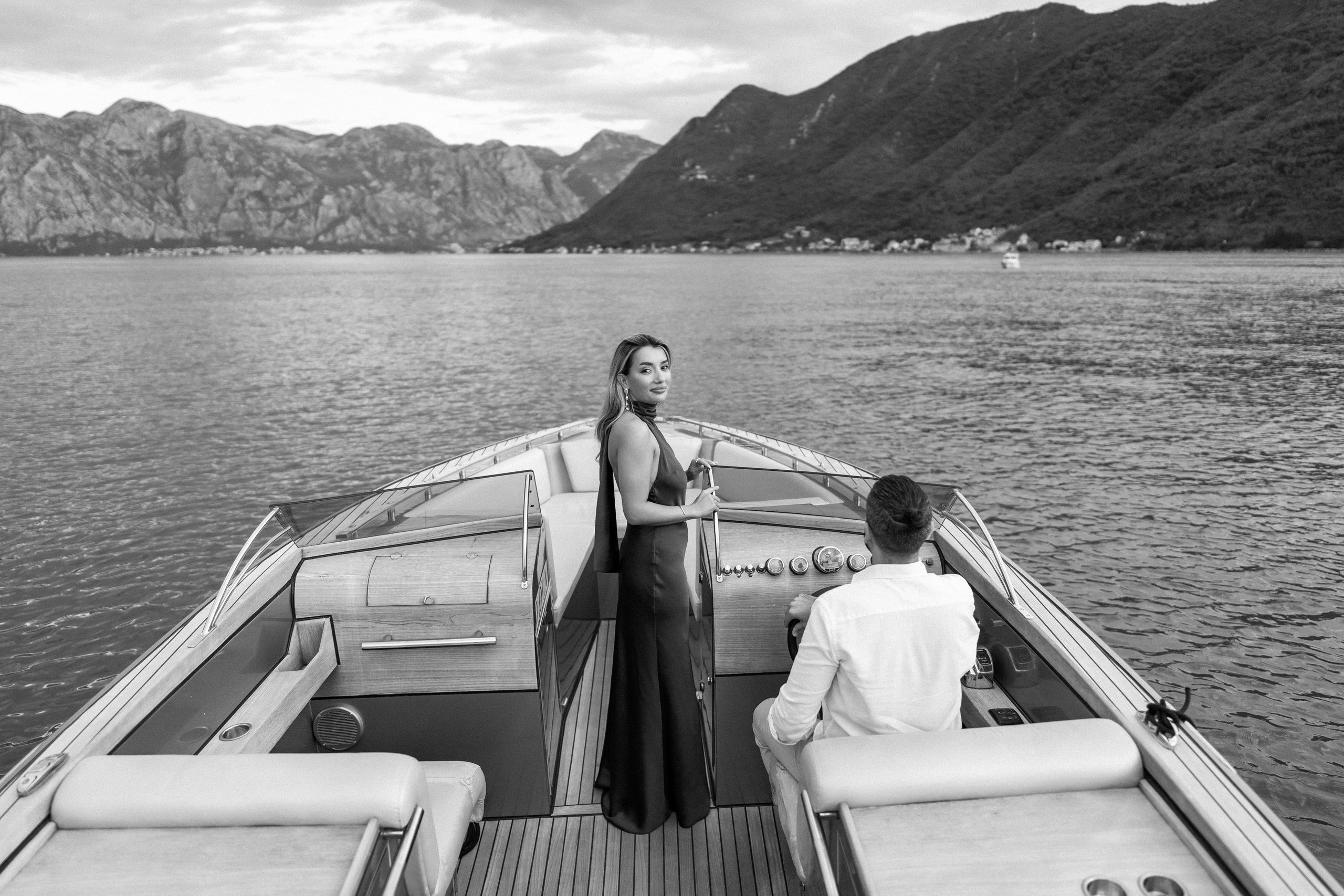 Proposal in the boat in Perast in Montenegro