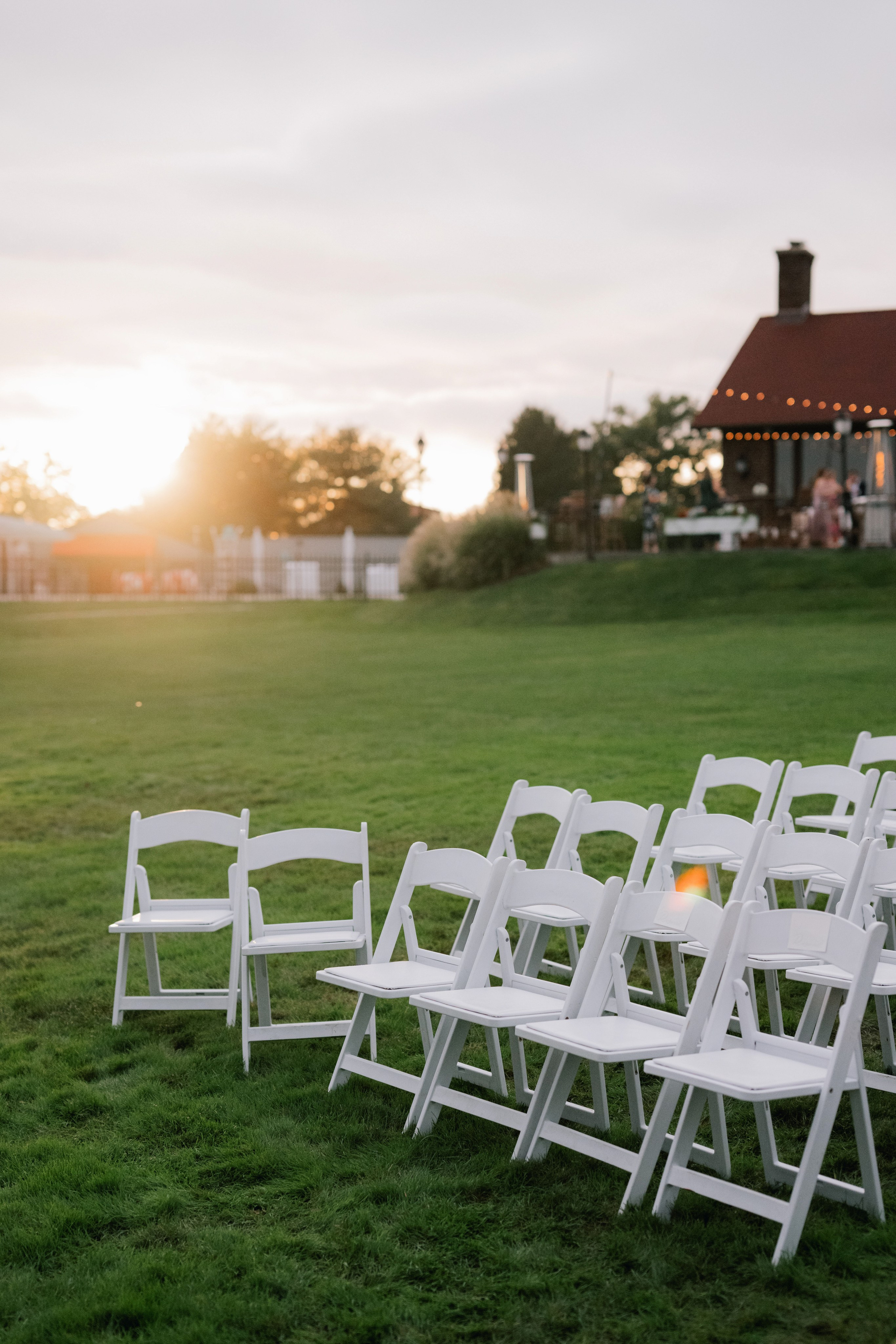 white chairs in a field