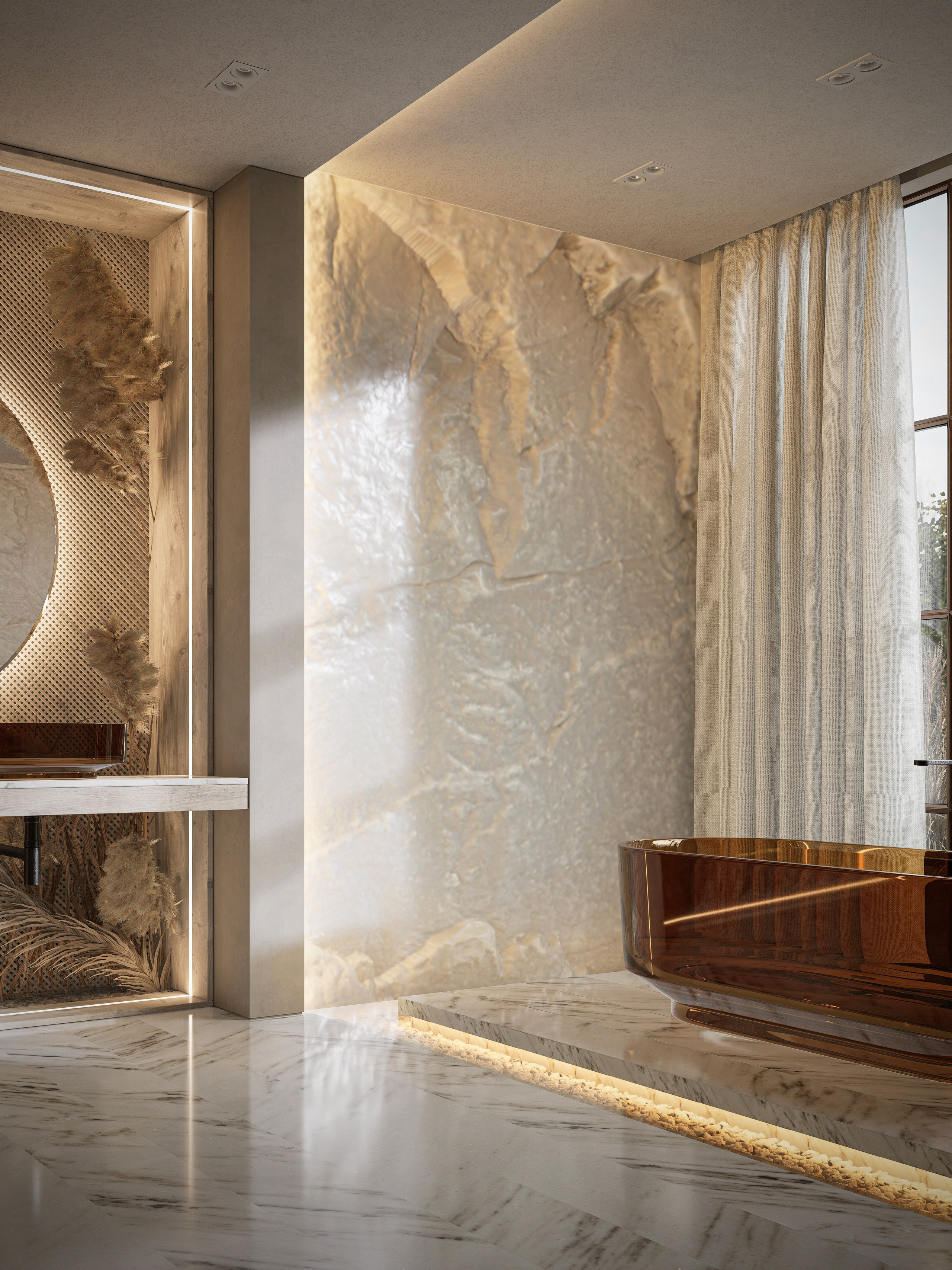 Pampas Decor-Inspired Bathroom. Liana Hasratyan | Architectural and Interior Design