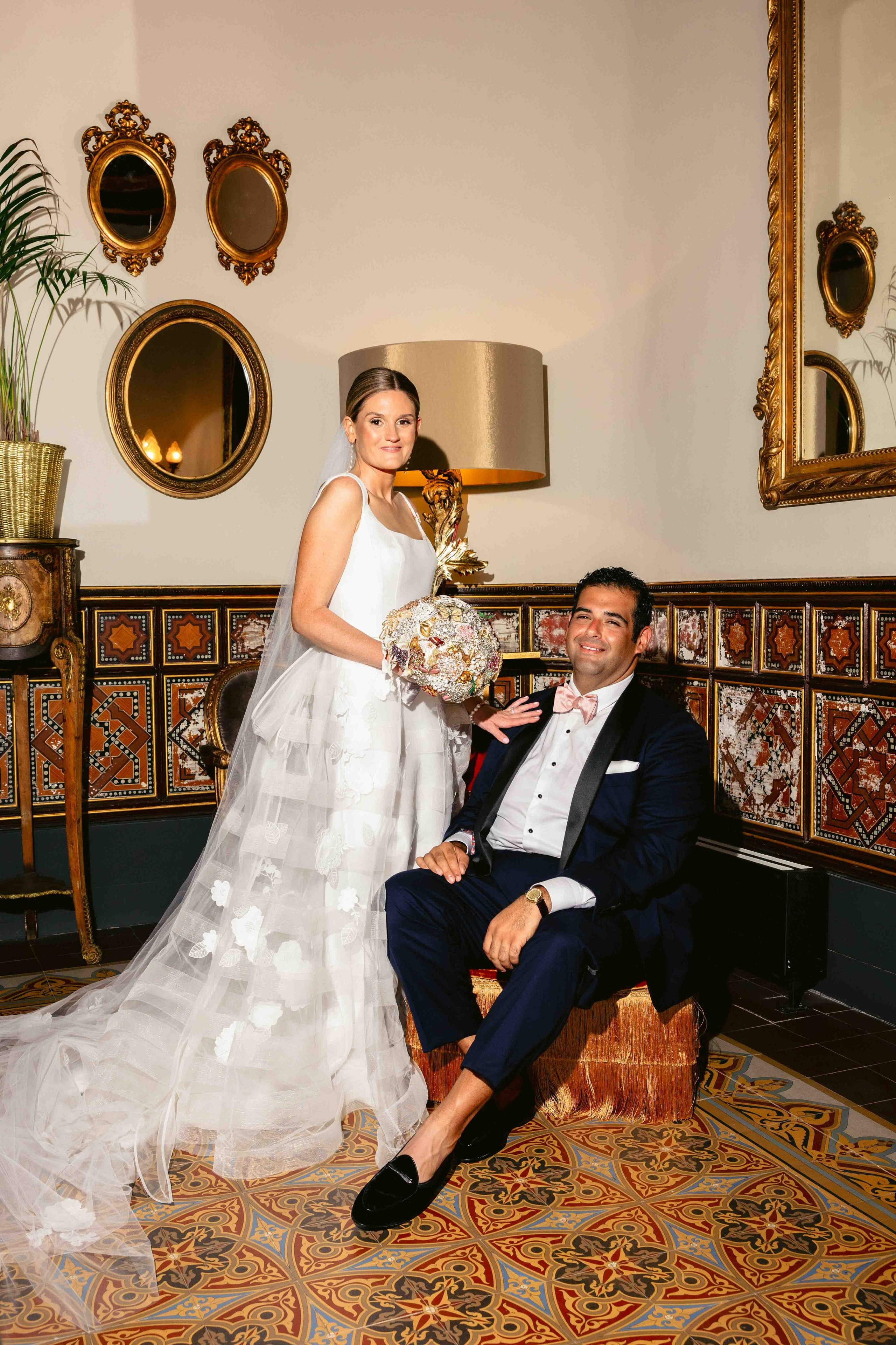 Bride and Groom in Gran Villa Rosa Barcelona