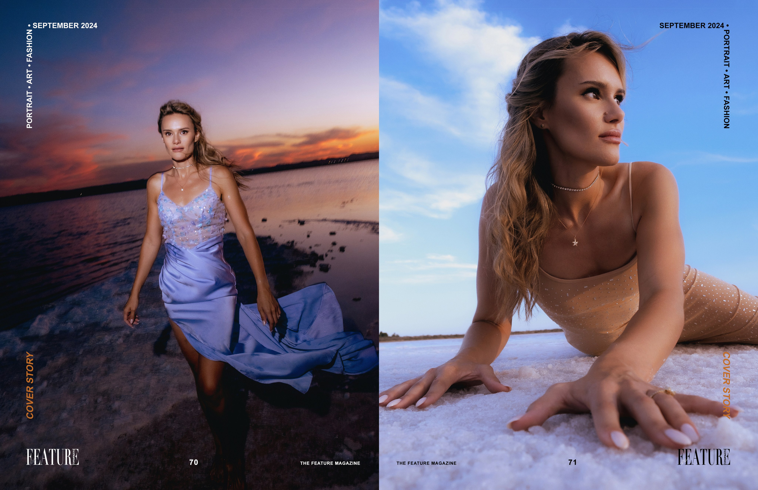 Photos from the pink lake were published in the fashion magazine The Feature Magazine