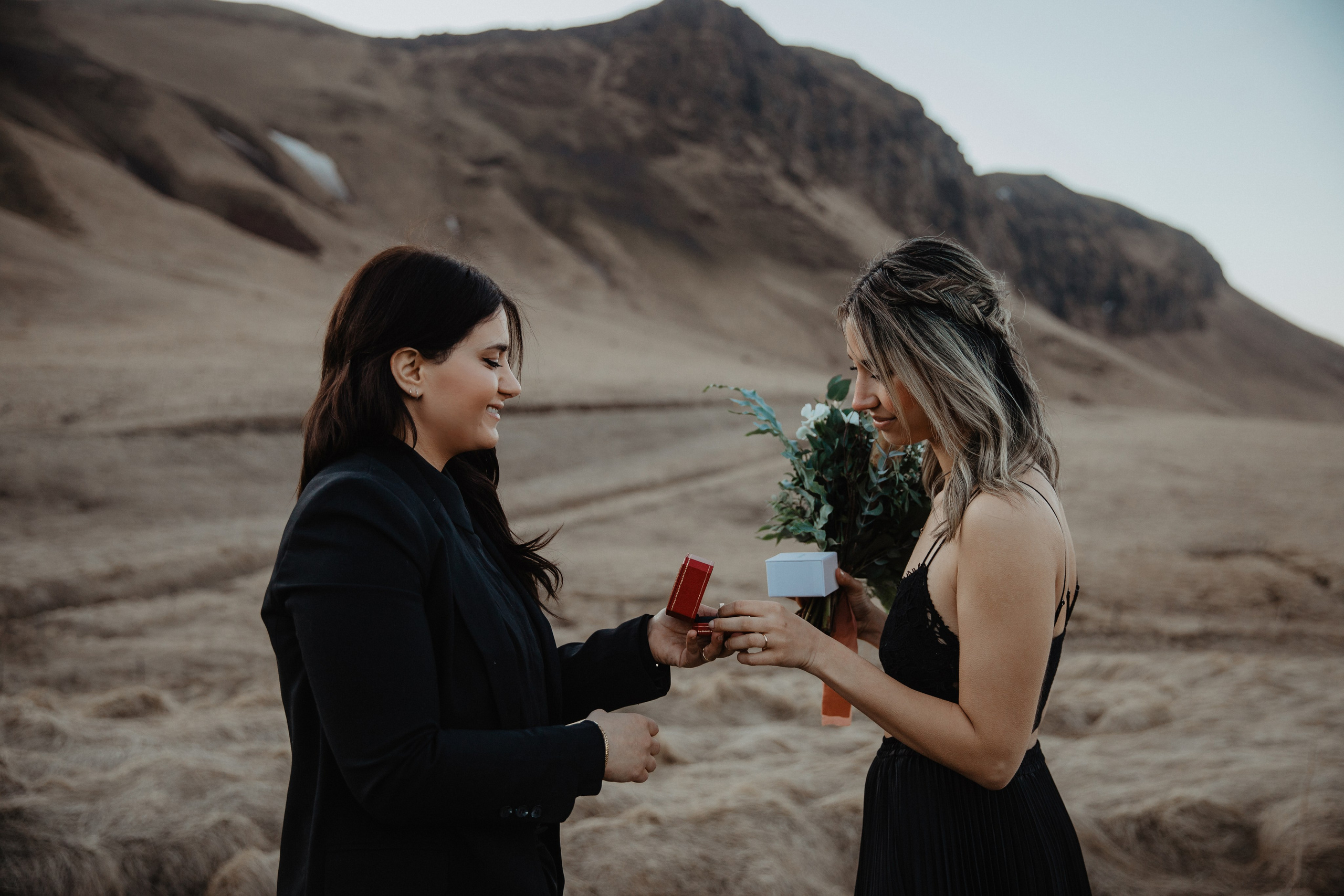 Same Sex Wedding at Iceland Black Sand Beach. Iceland elopement photographer & videographer