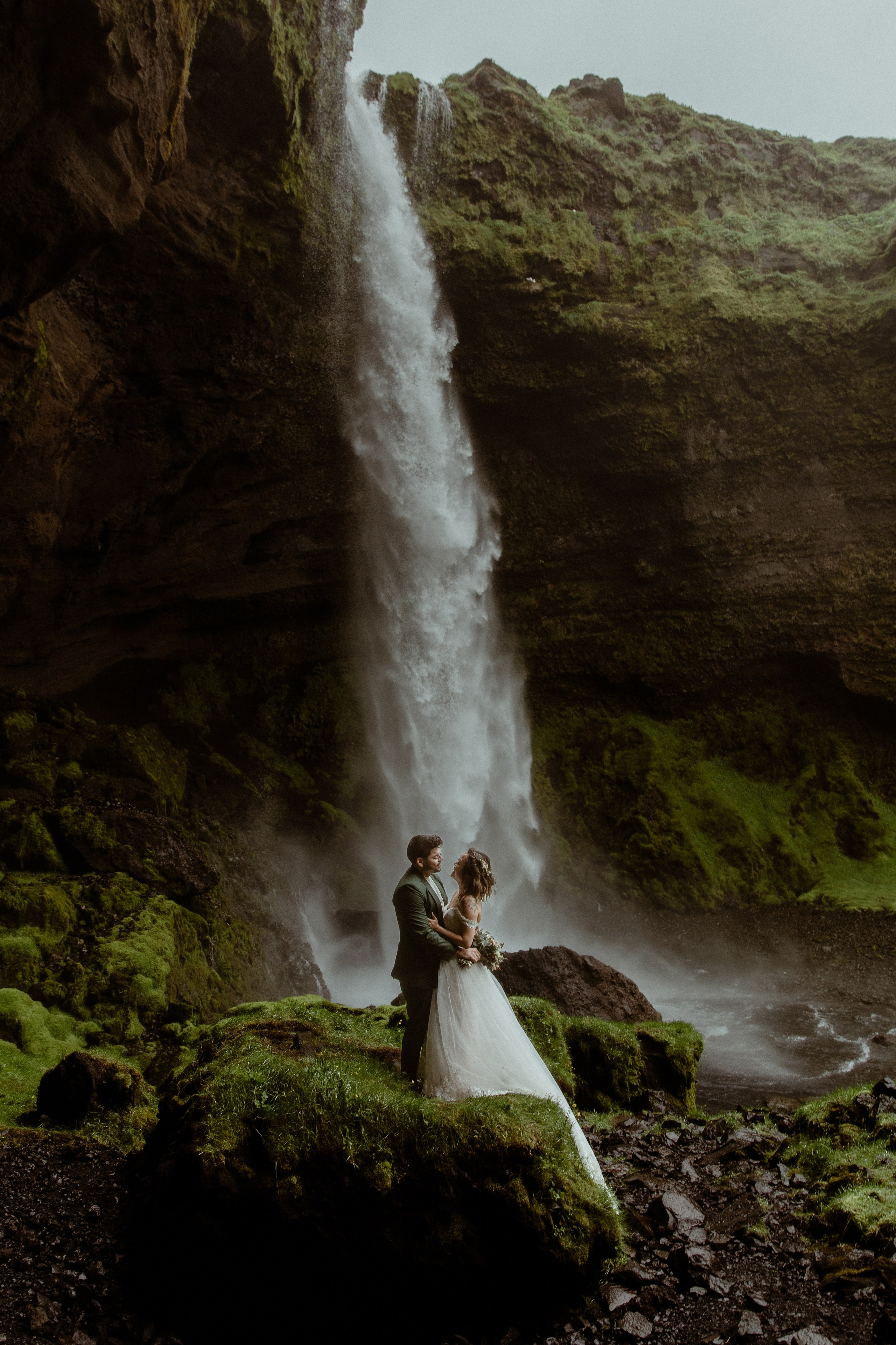Elopement at Kvernufoss Waterfall. Iceland elopement photographer & videographer