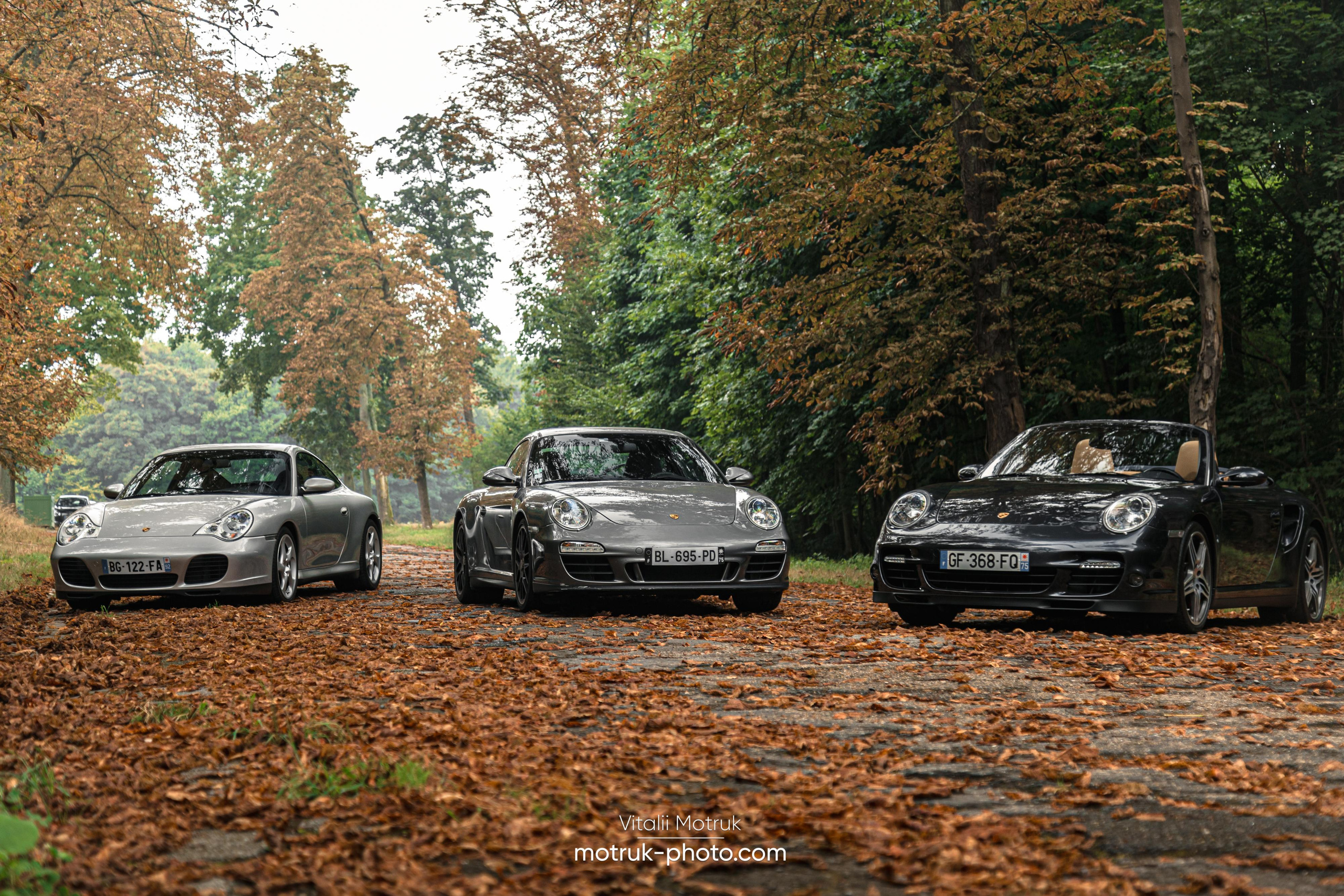 3 Porsches. Photographe de voitures à Paris — Vitalii Motruk