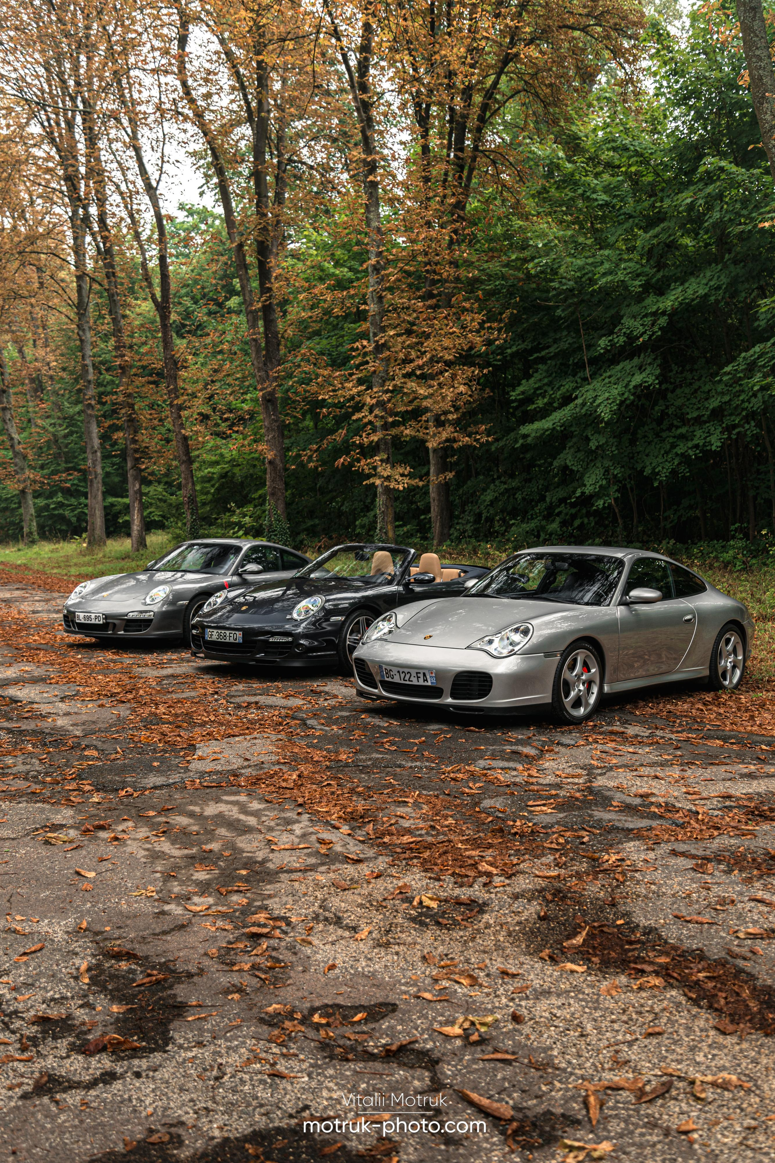 3 Porsches. Photographe de voitures à Paris — Vitalii Motruk