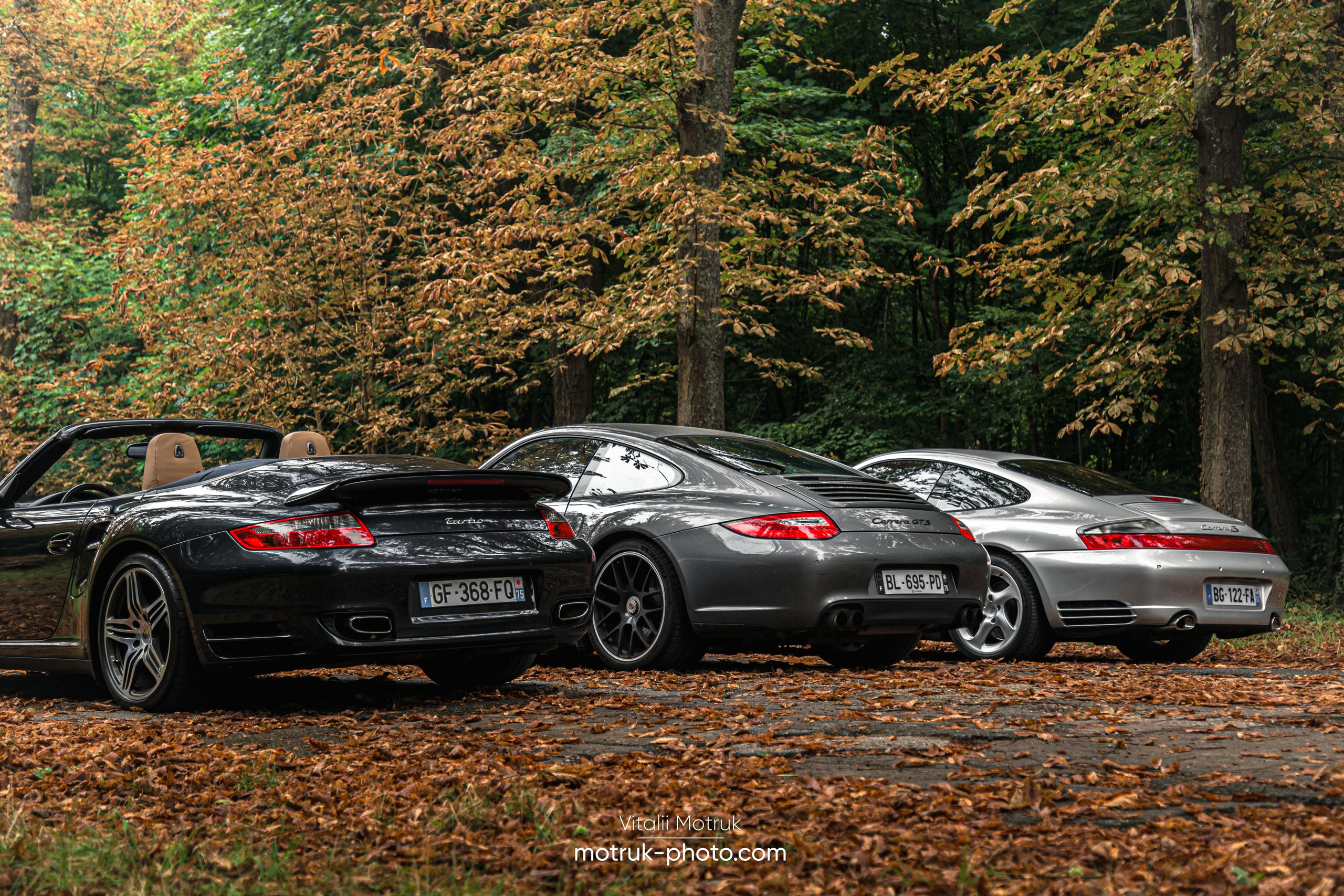 3 Porsches. Photographe de voitures à Paris — Vitalii Motruk