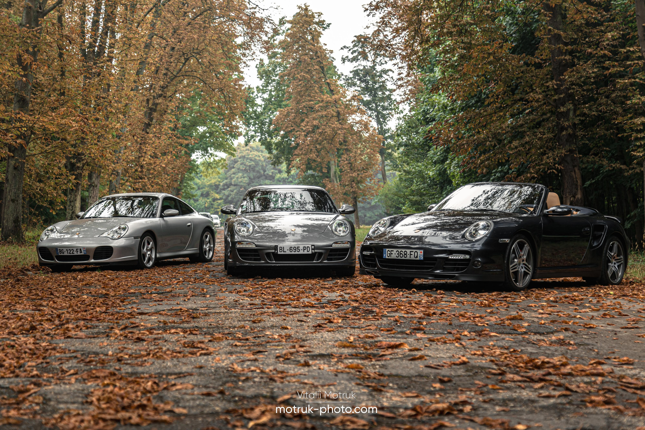 3 Porsches. Photographe de voitures à Paris — Vitalii Motruk