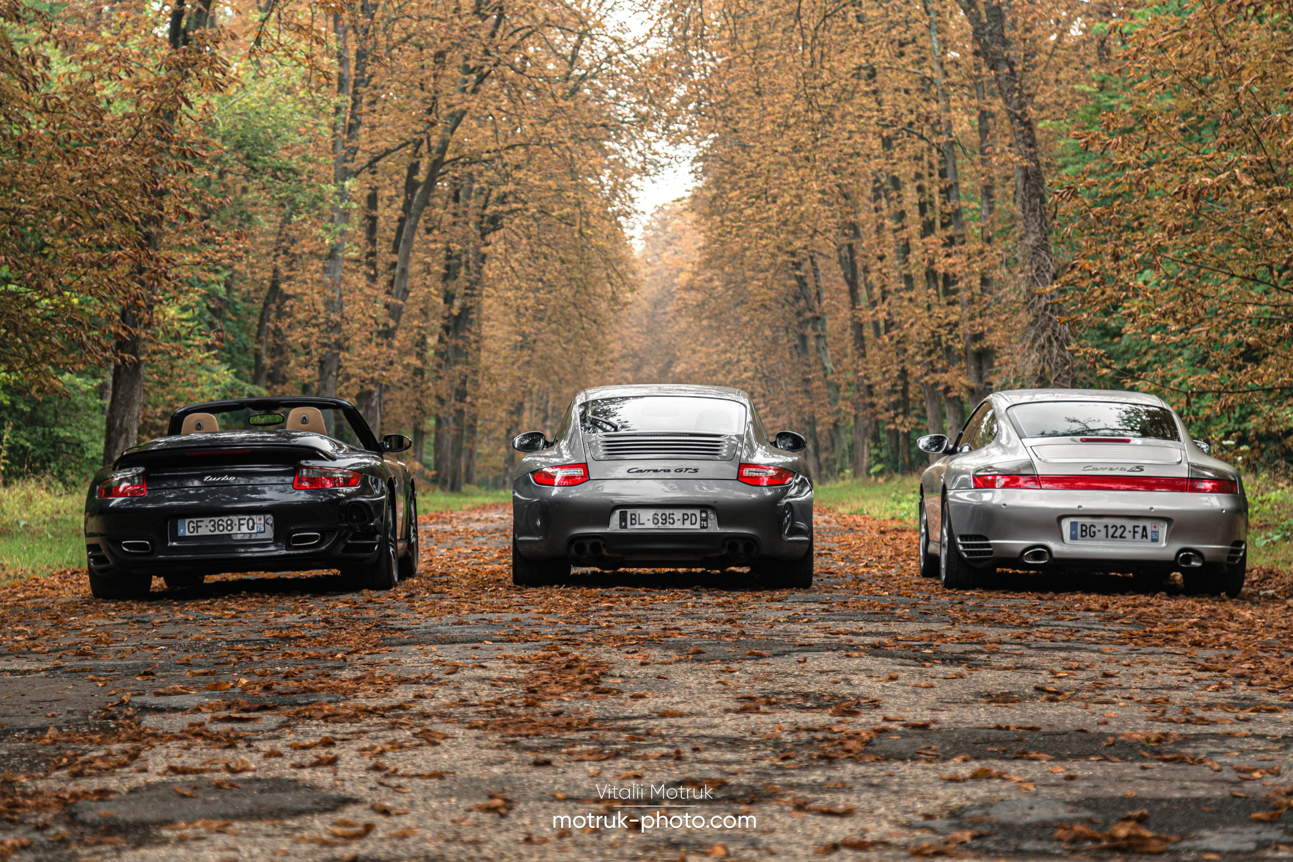 3 Porsches. Photographe de voitures à Paris — Vitalii Motruk