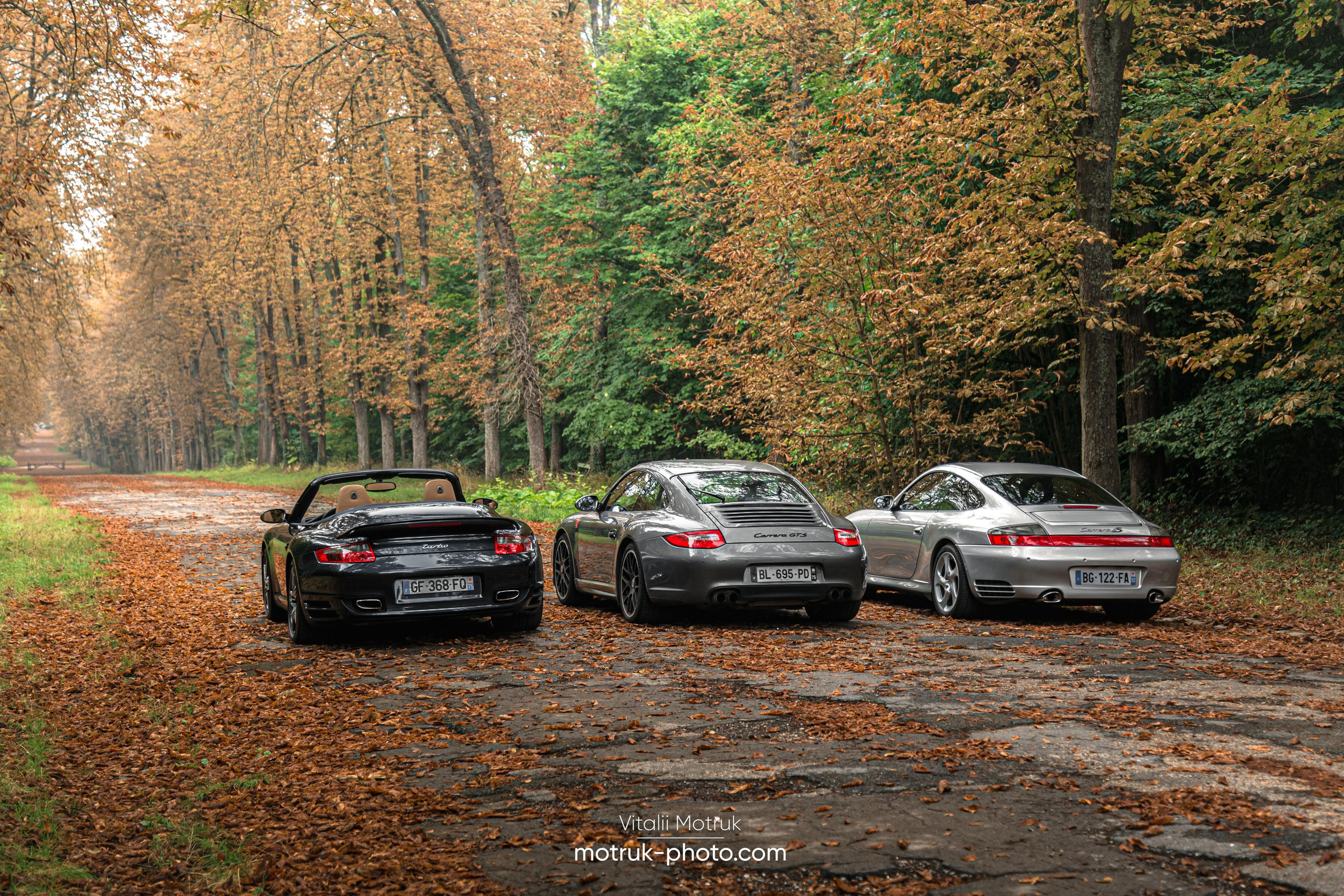 3 Porsches. Photographe de voitures à Paris — Vitalii Motruk