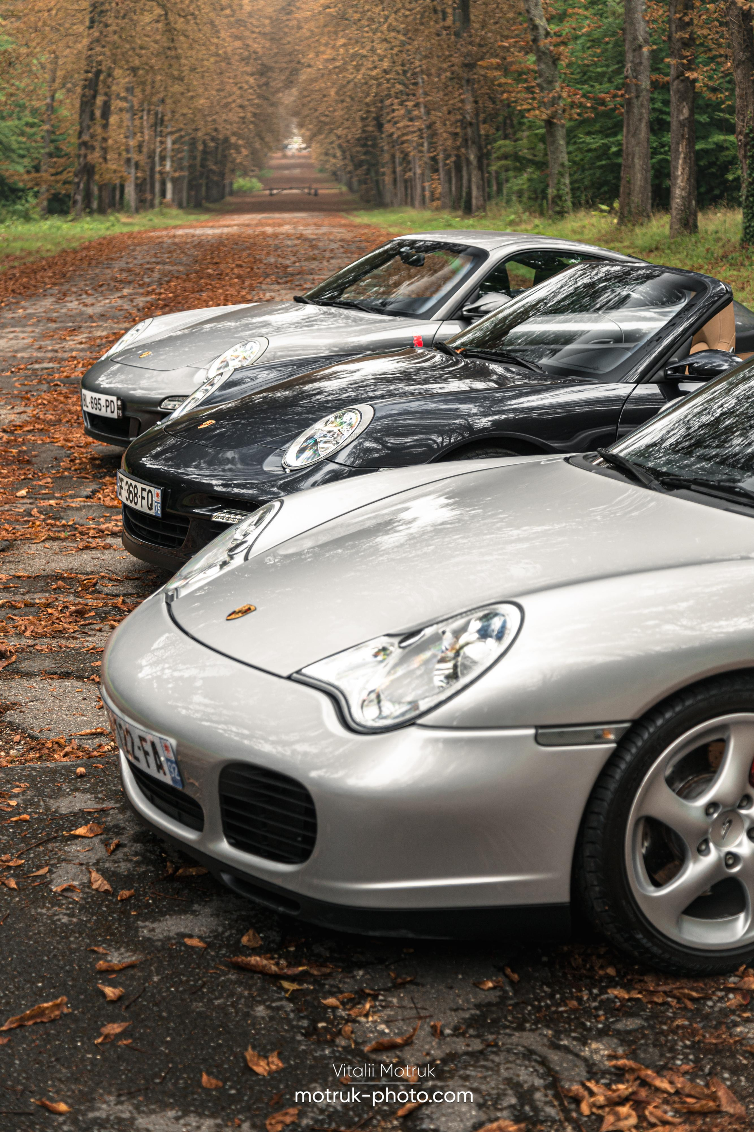 3 Porsches. Photographe de voitures à Paris — Vitalii Motruk