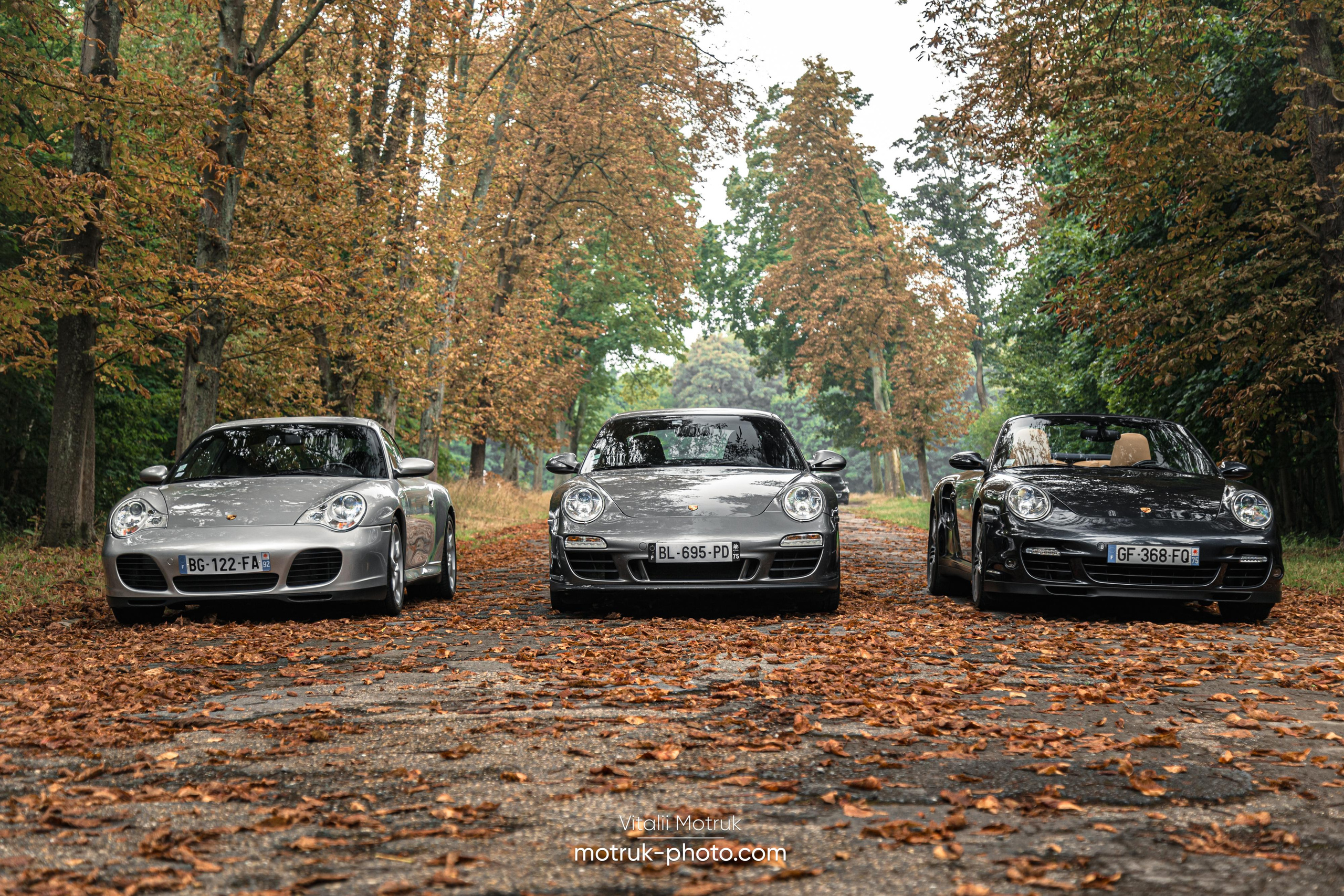 3 Porsches. Photographe de voitures à Paris — Vitalii Motruk