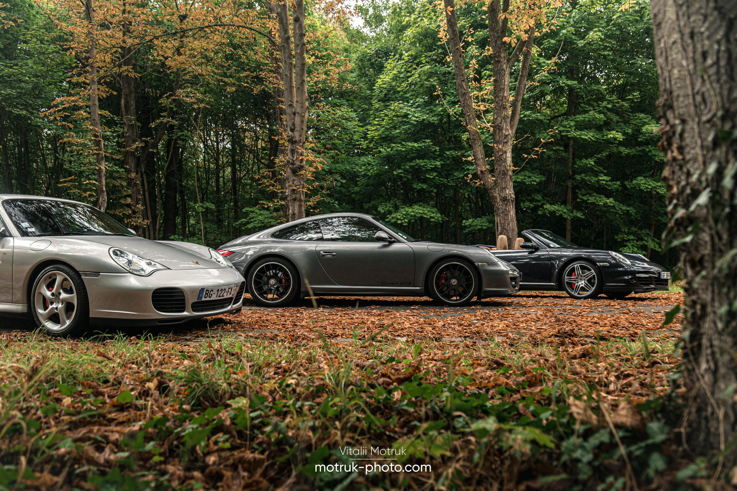 3 Porsches. Photographe de voitures à Paris — Vitalii Motruk