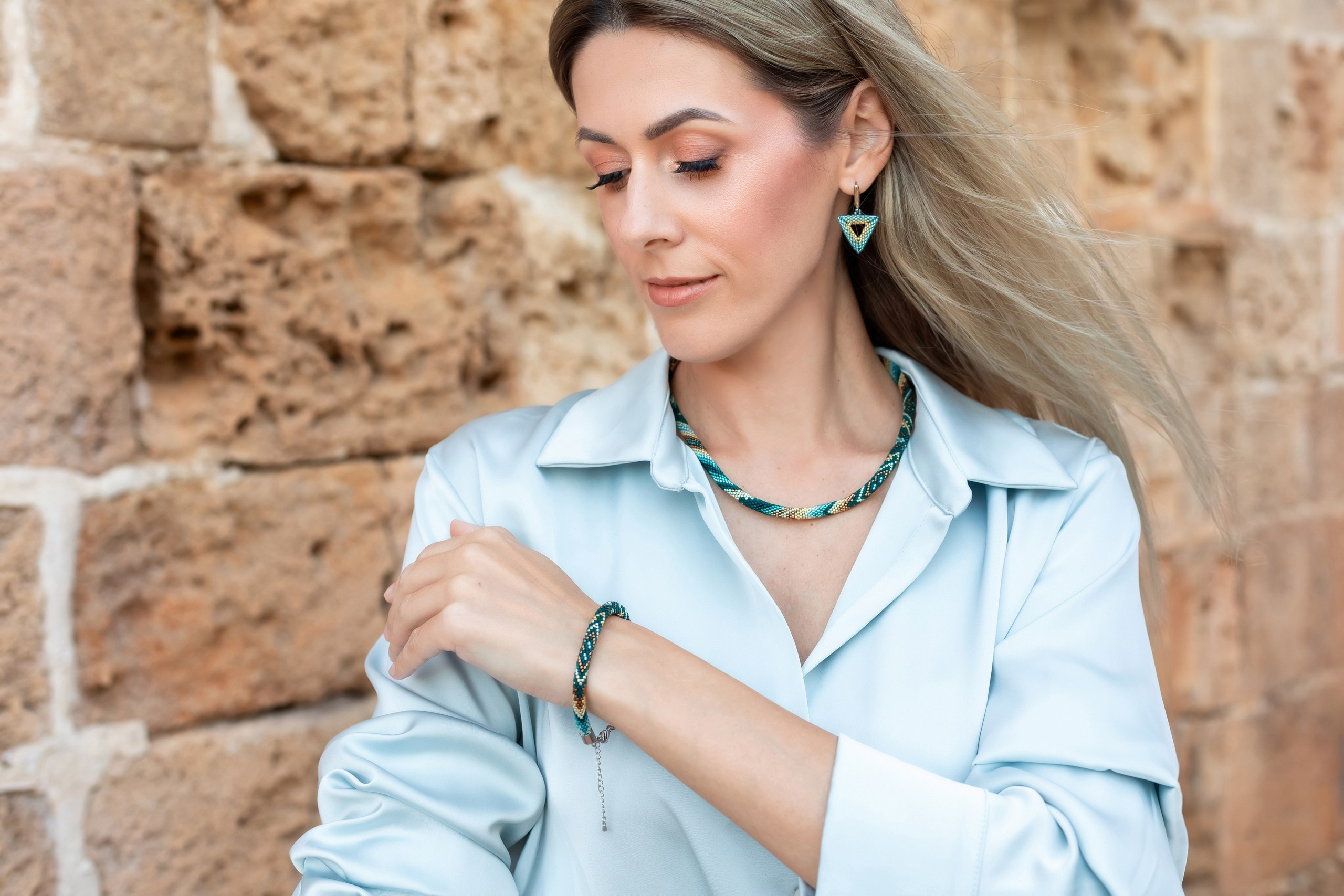 Photo shoot for a brand of handmade jewellery made of jewellery beads