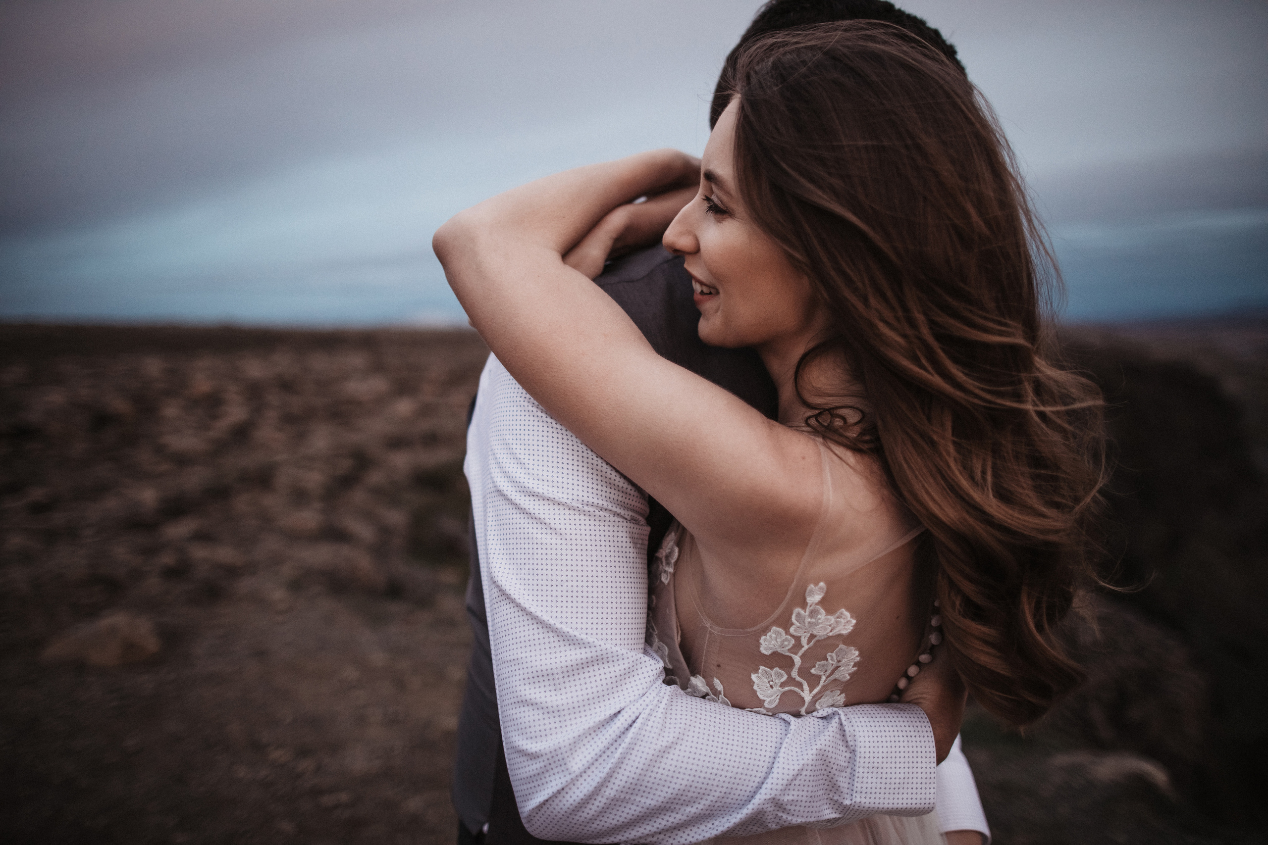 Midnight sun elopement at Haifoss in Iceland. Iceland elopement photographer & videographer
