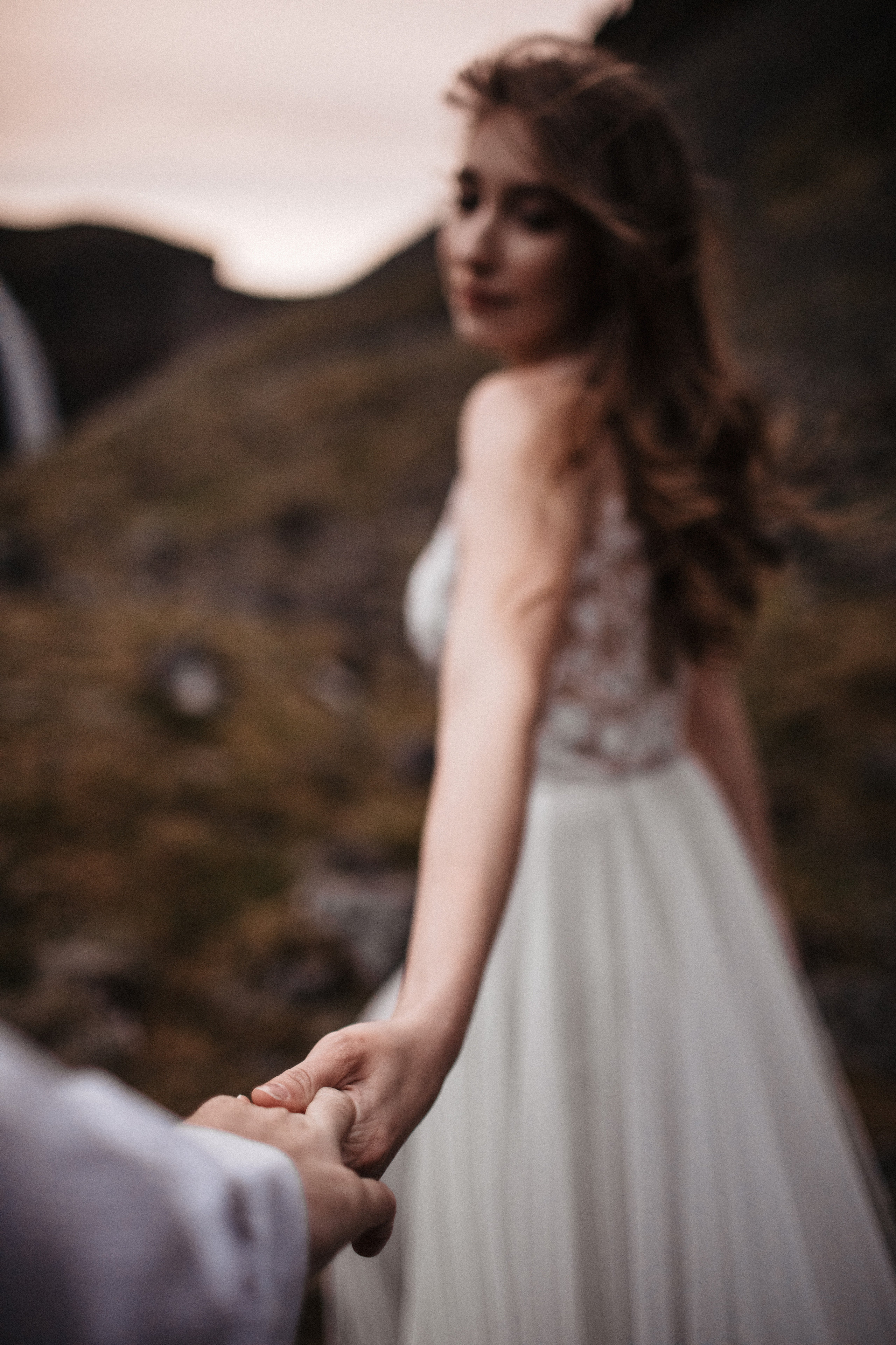 Midnight sun elopement at Haifoss in Iceland. Iceland elopement photographer & videographer