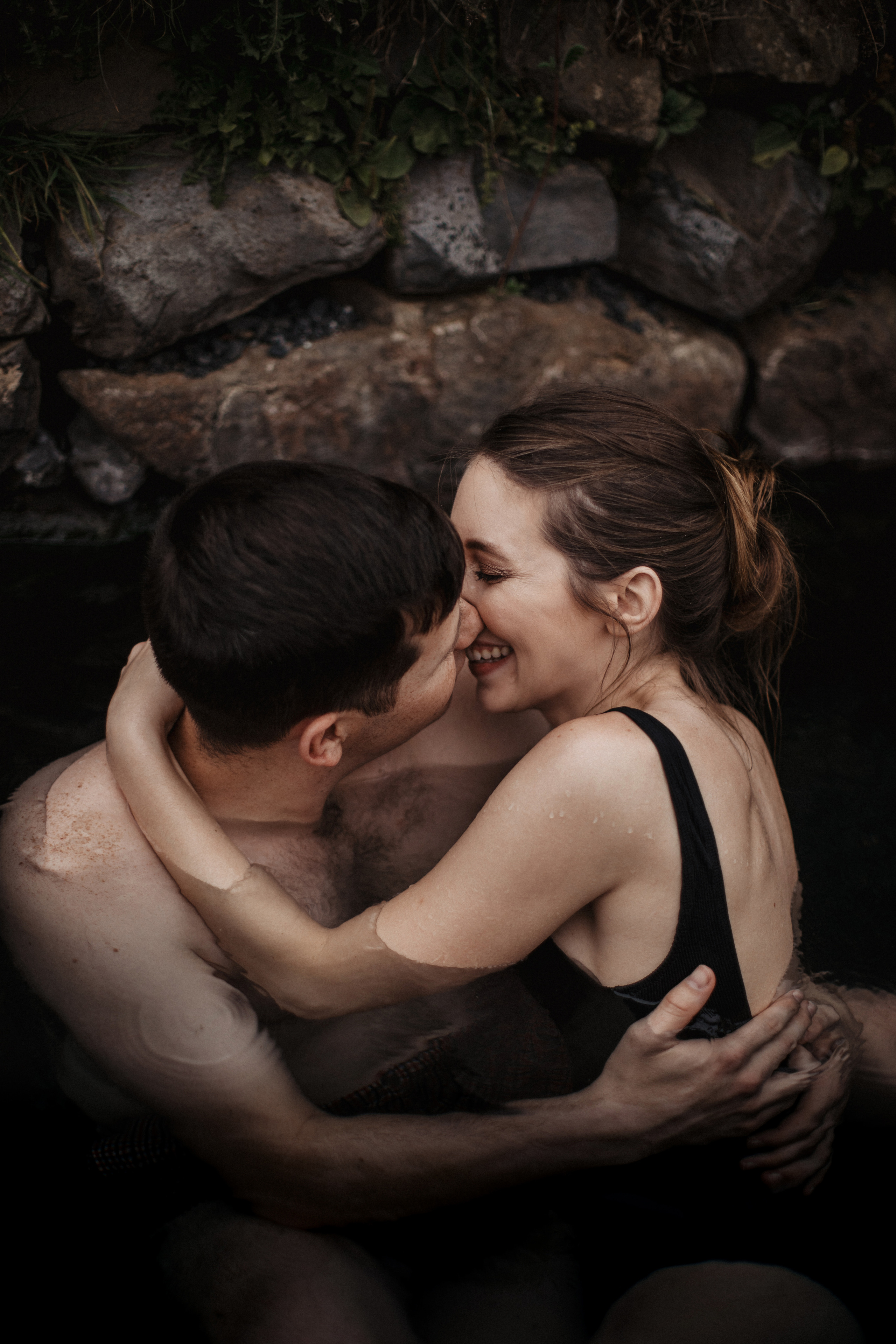 Midnight sun elopement at Haifoss in Iceland. Iceland elopement photographer & videographer