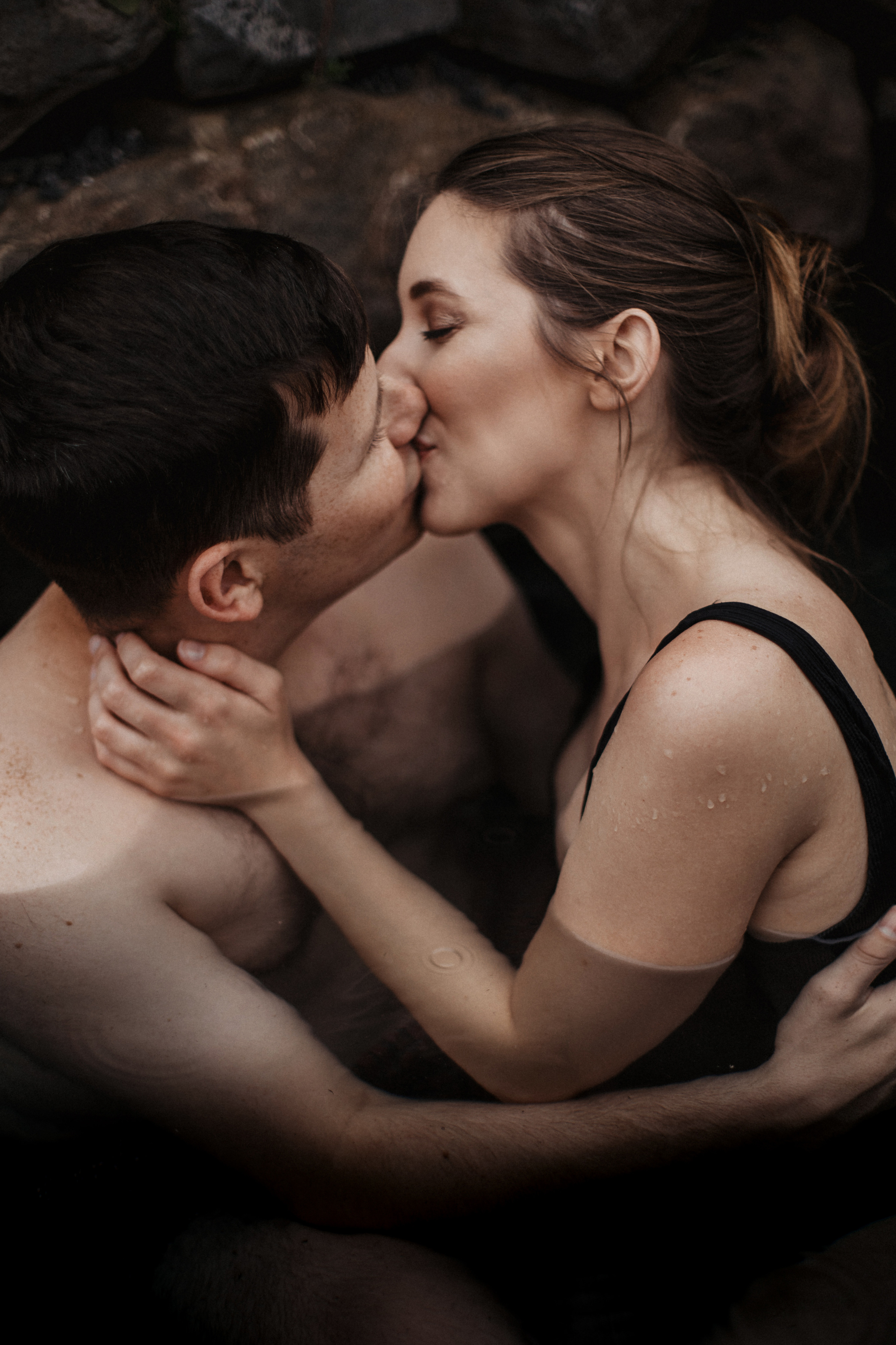 Midnight sun elopement at Haifoss in Iceland. Iceland elopement photographer & videographer