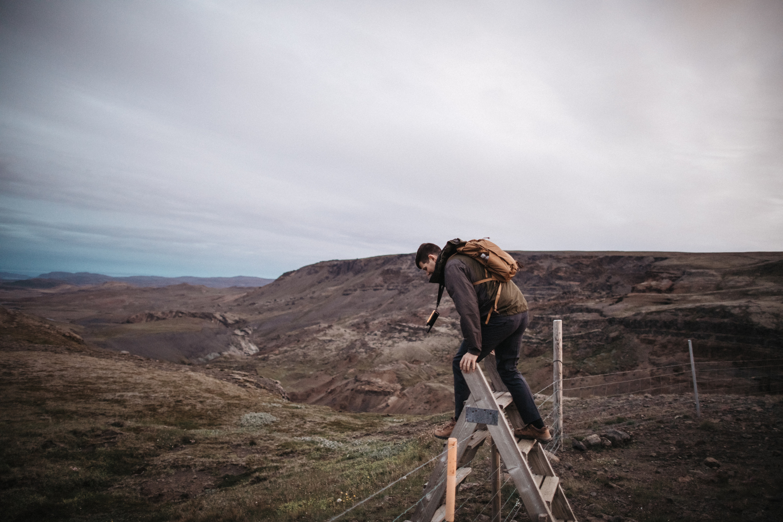Midnight sun elopement at Haifoss in Iceland. Iceland elopement photographer & videographer