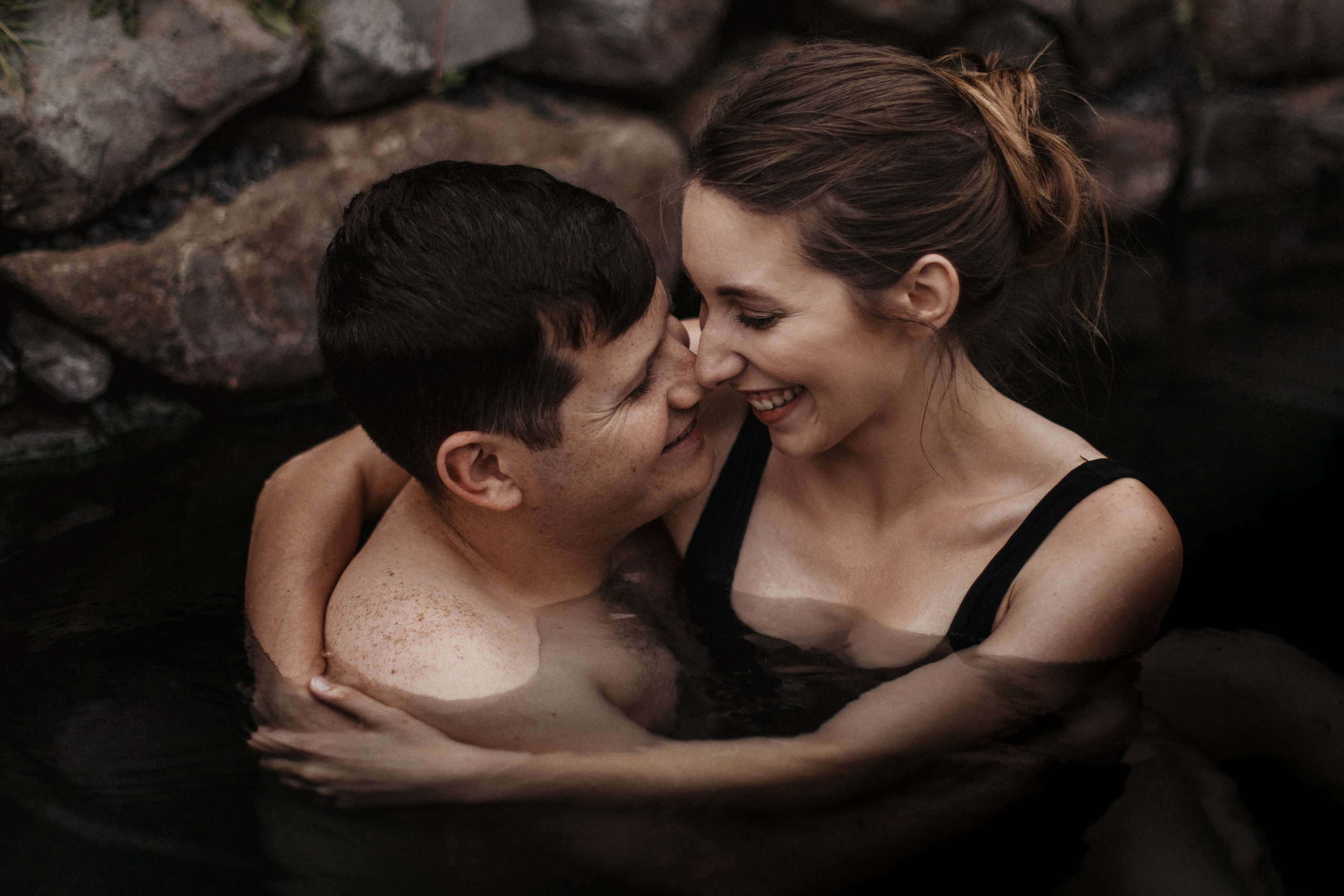 Midnight sun elopement at Haifoss in Iceland. Iceland elopement photographer & videographer