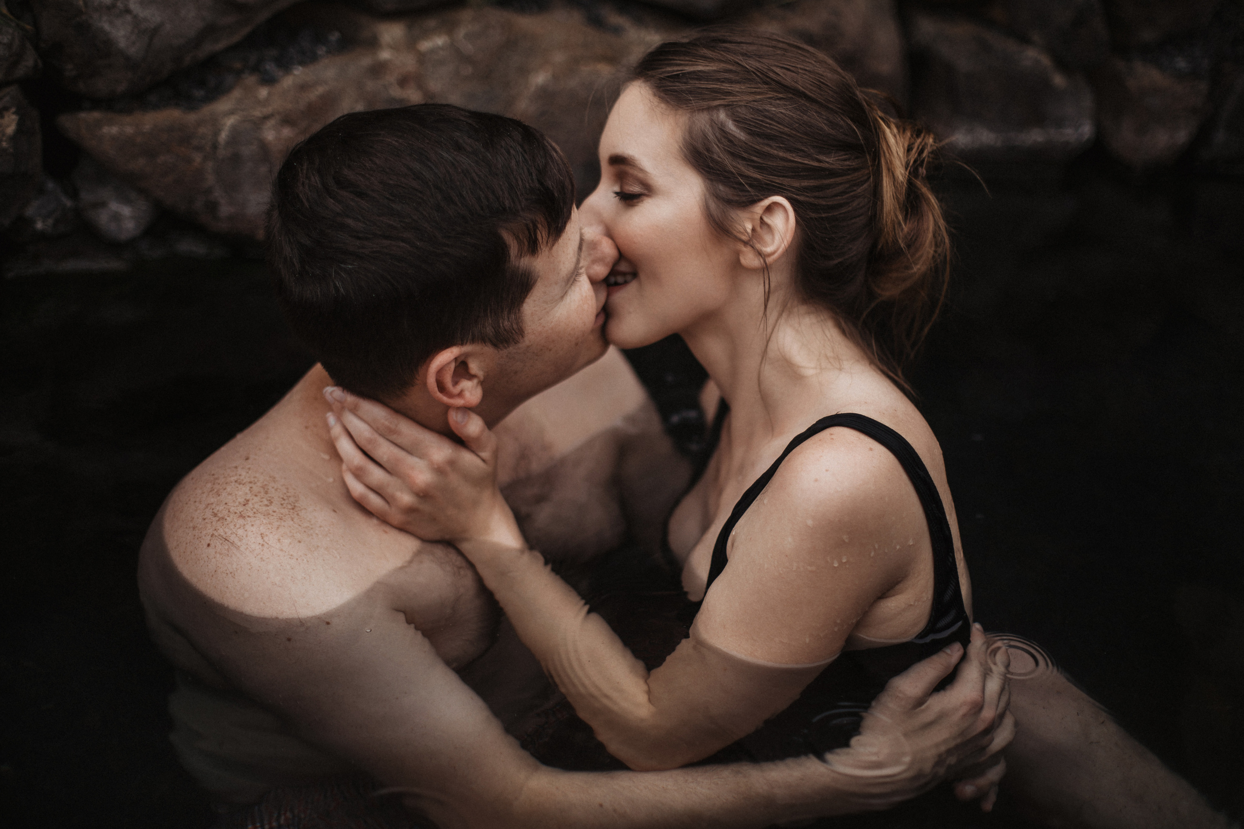 Midnight sun elopement at Haifoss in Iceland. Iceland elopement photographer & videographer