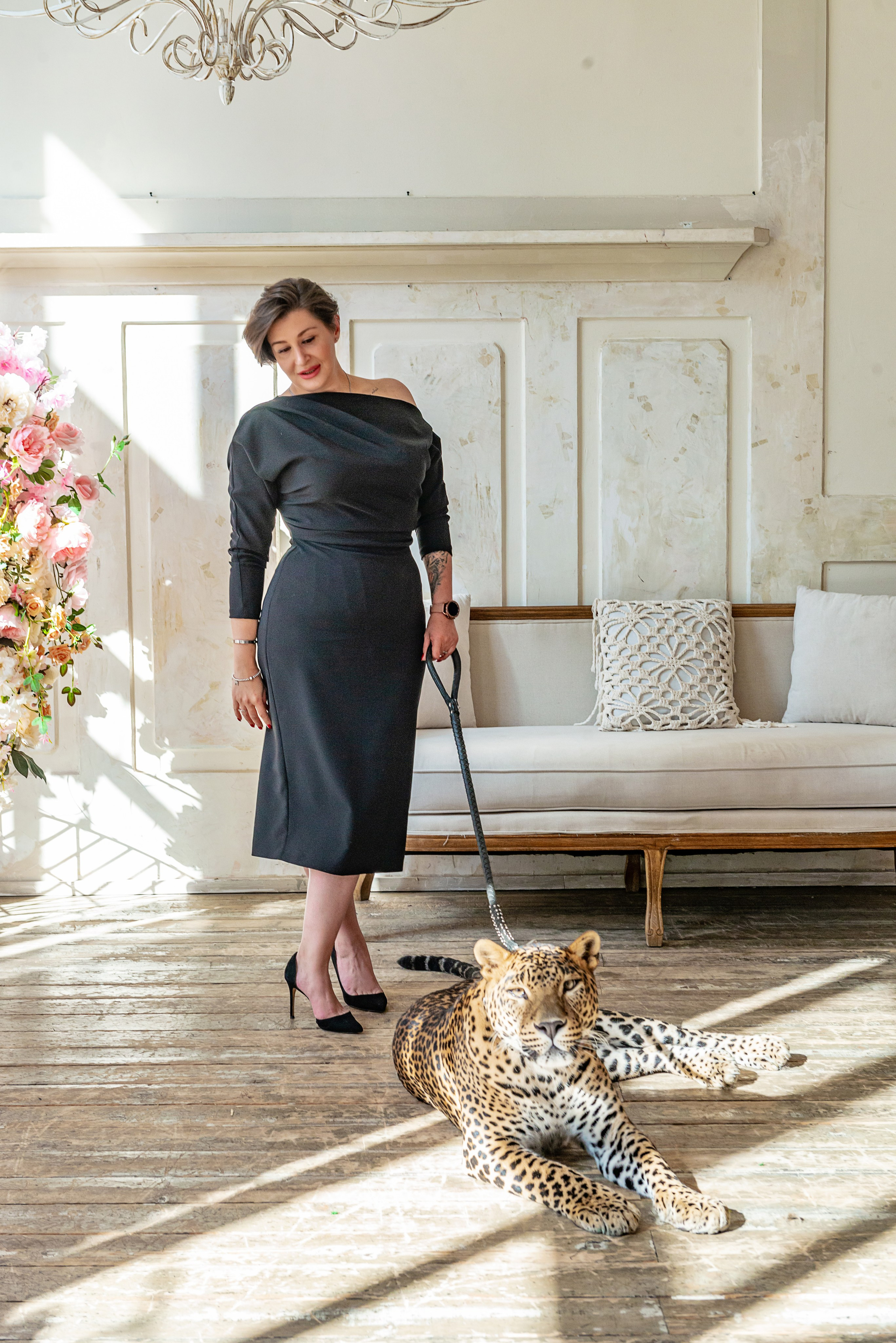 Photosession in the studio with a leopard. FOTÓGRAFO MÉXICO QUINTANA ROO
