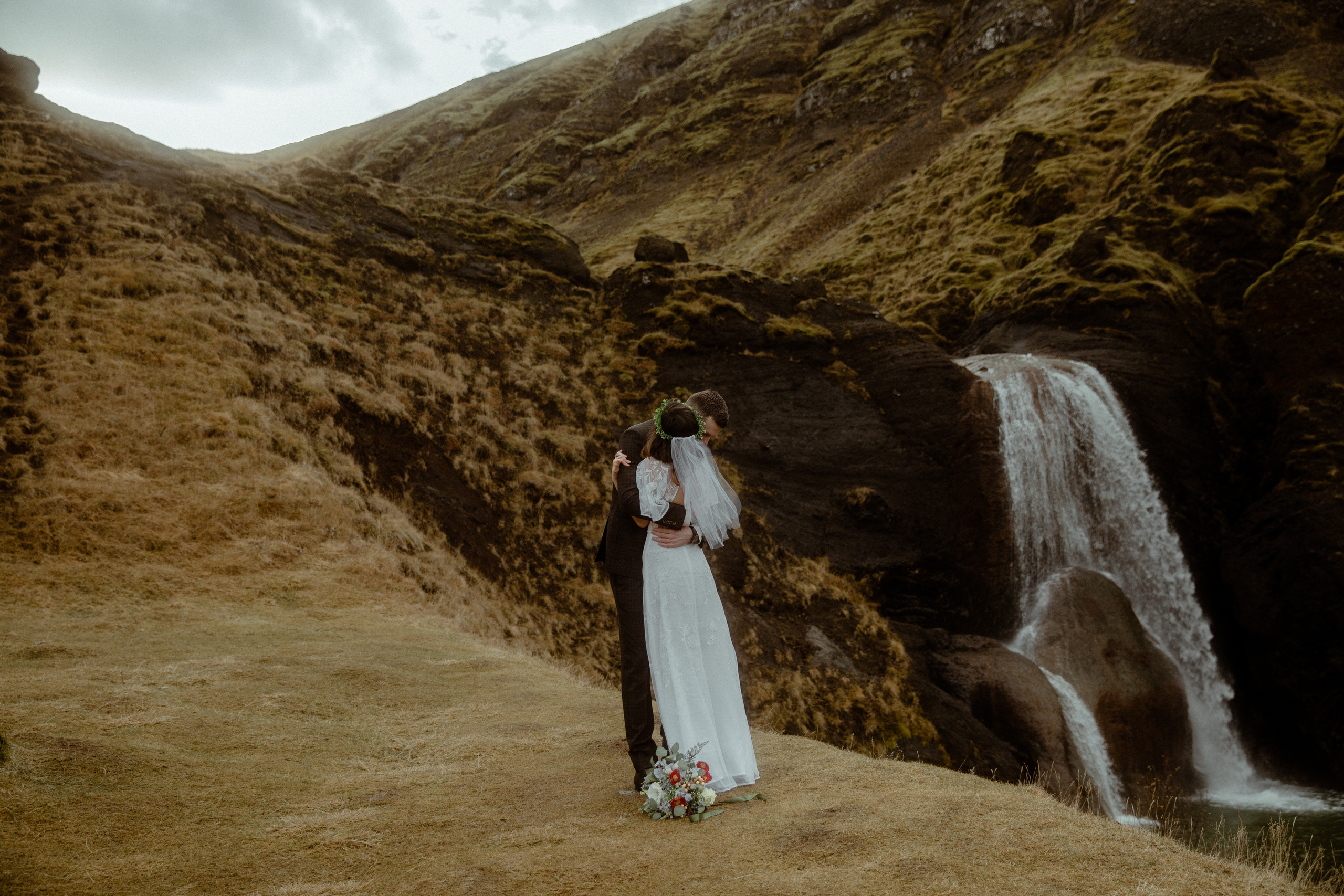 Iceland Private Waterfall Elopement. Iceland elopement photographer & videographer