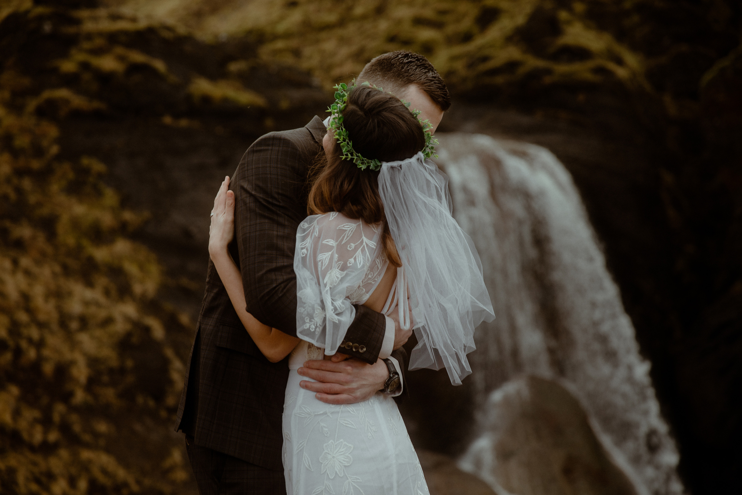 Iceland Private Waterfall Elopement. Iceland elopement photographer & videographer